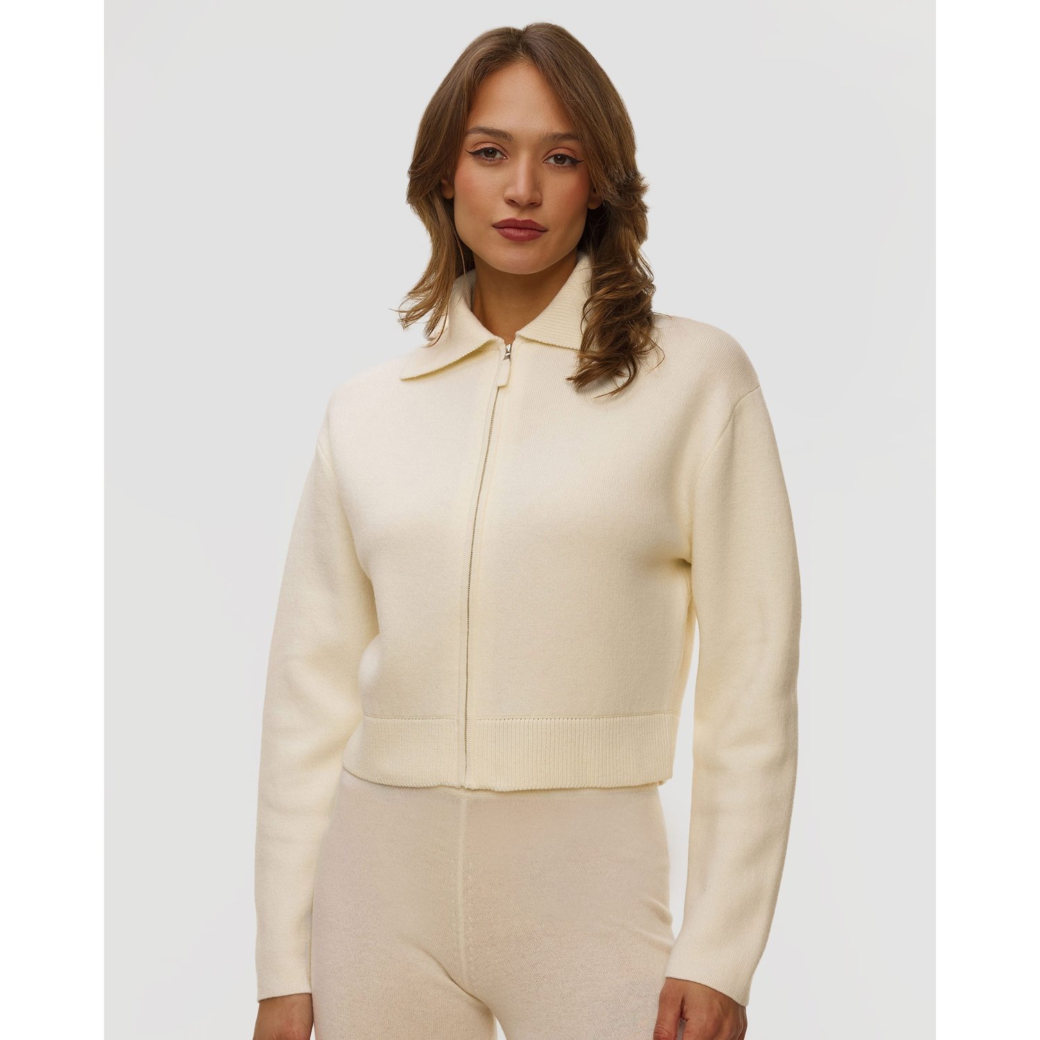 Biała Kurtka Wełniana Damska Allude