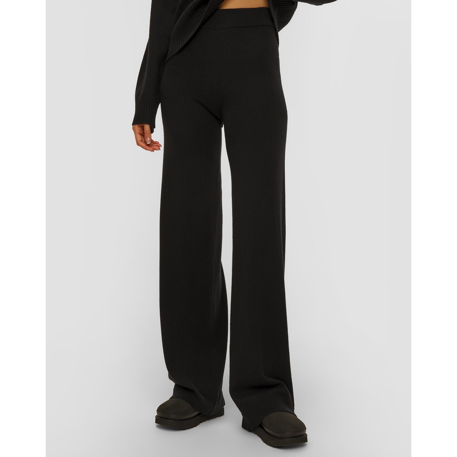 Czarne Spodnie Wełniano-kaszmirowe Damskie Allude