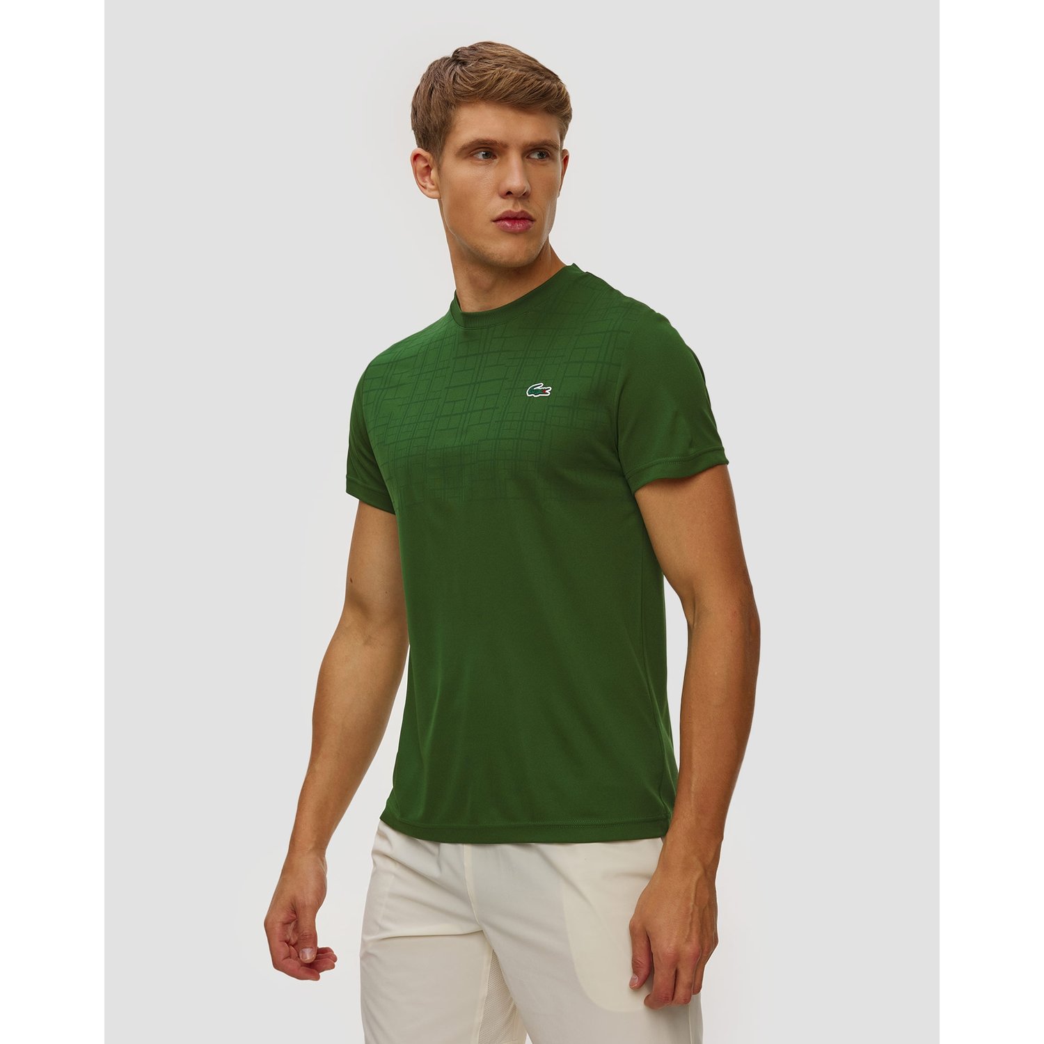 Zielony T-shirt Męski Lacoste X Novak Djokovic
