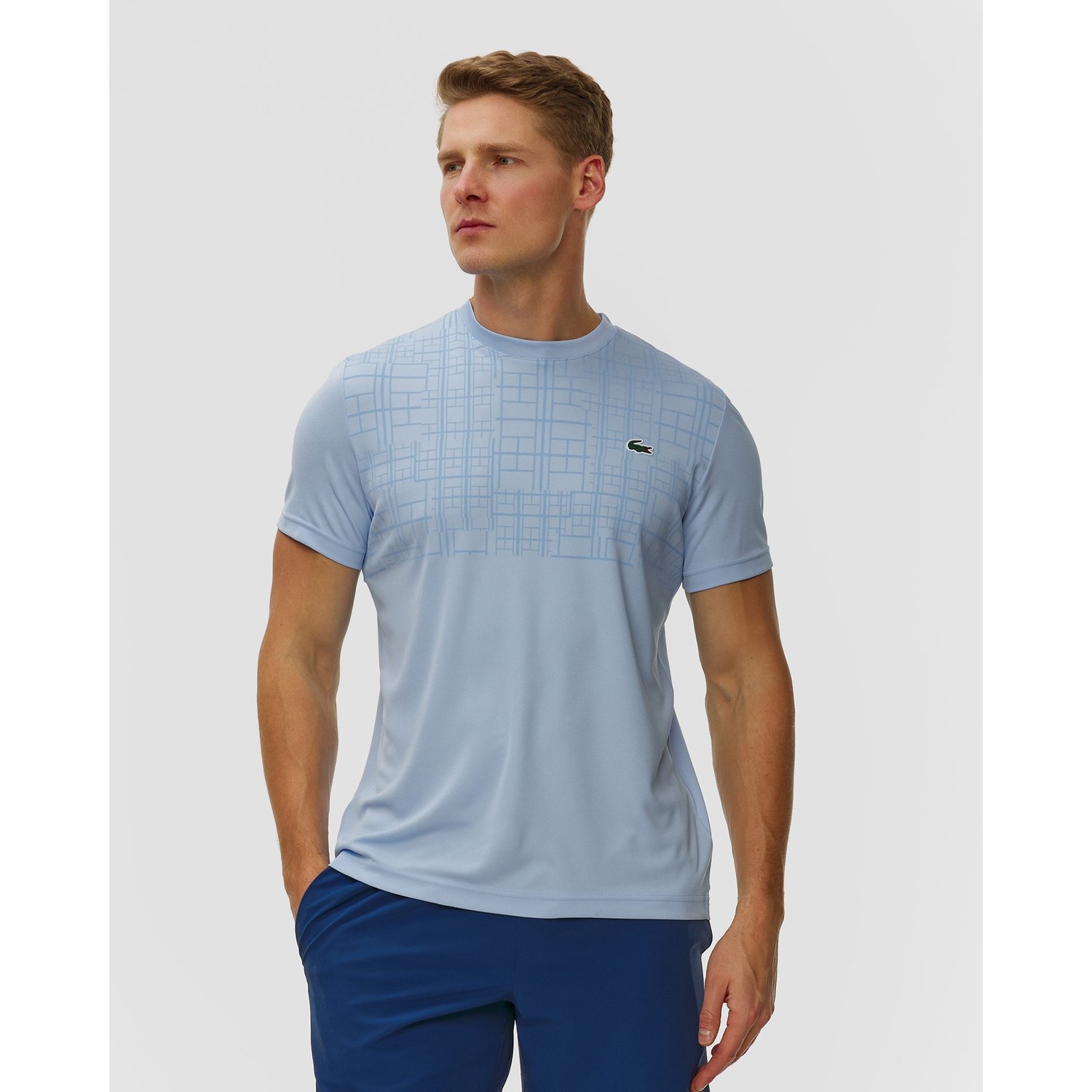 Niebieski T-shirt Męski Lacoste X Novak Djokovic