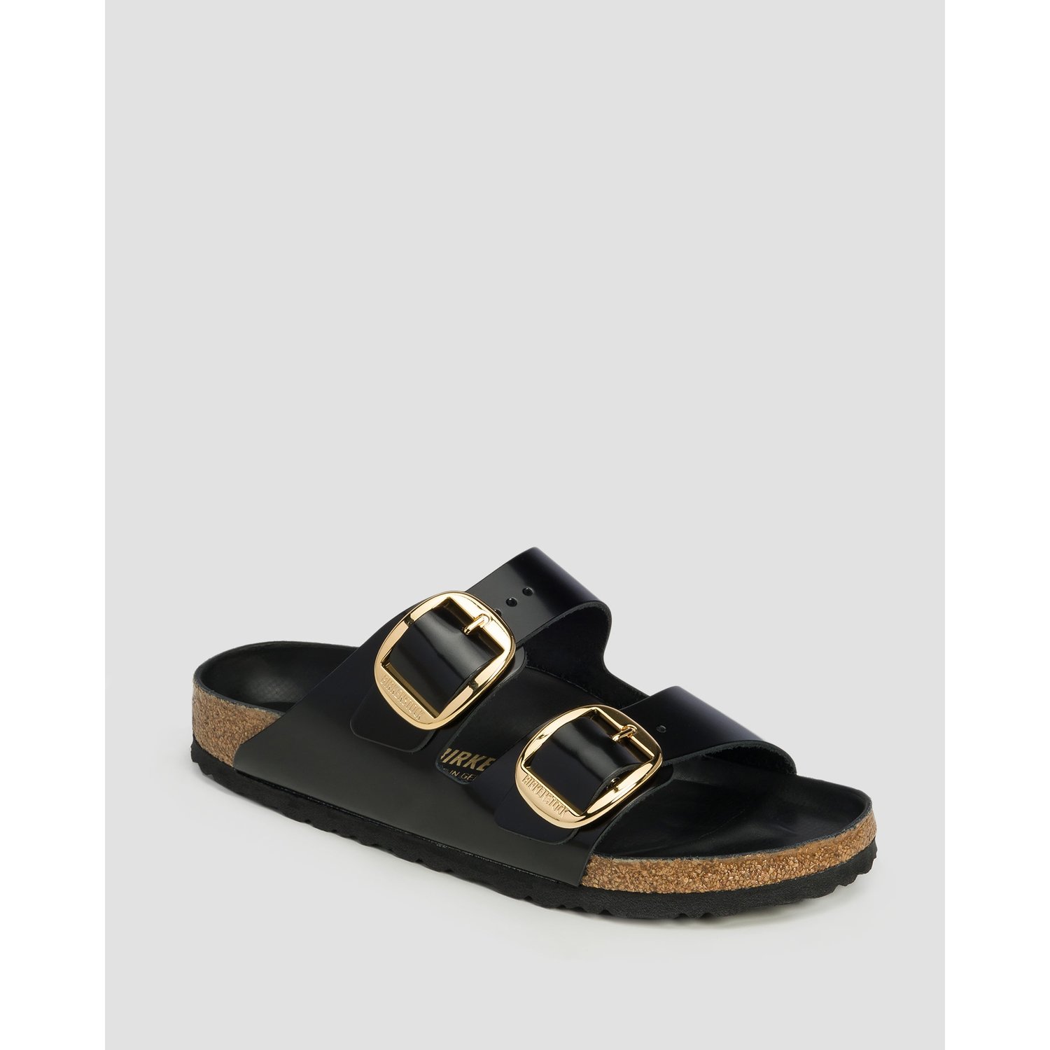 Czarne Klapki Damskie Birkenstock Arizona Natural Leather Patent Narrow