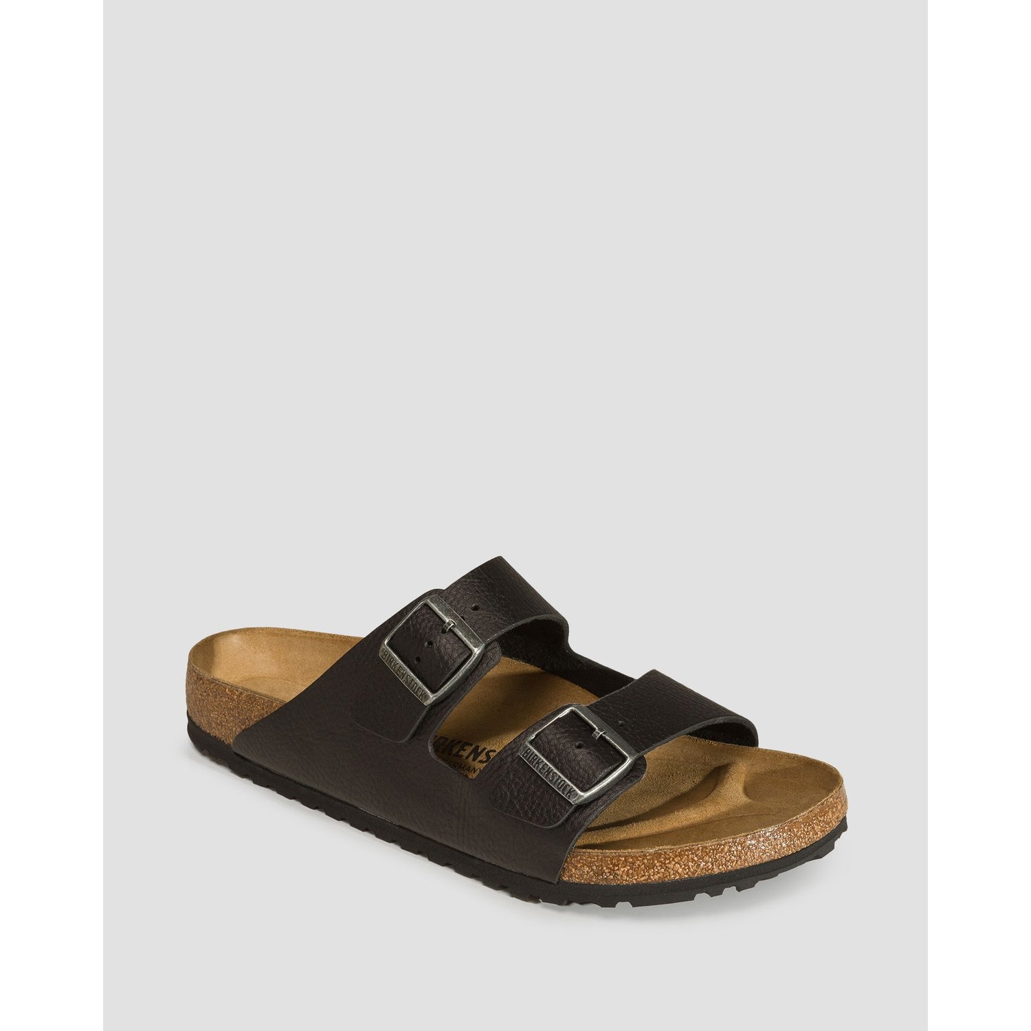 Czarne Klapki Męskie Birkenstock Arizona Grip Natural Leather Regular