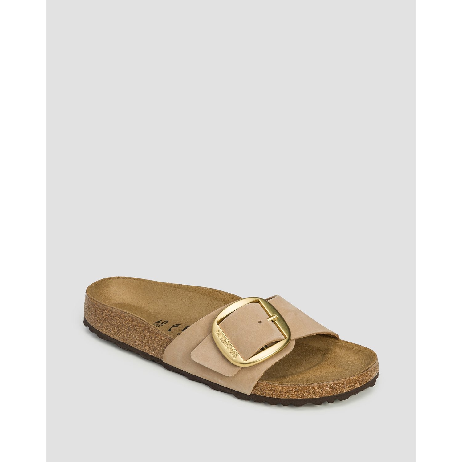 Beżowe Klapki Damskie Birkenstock Madrid Big Buckle Lenb Narrow
