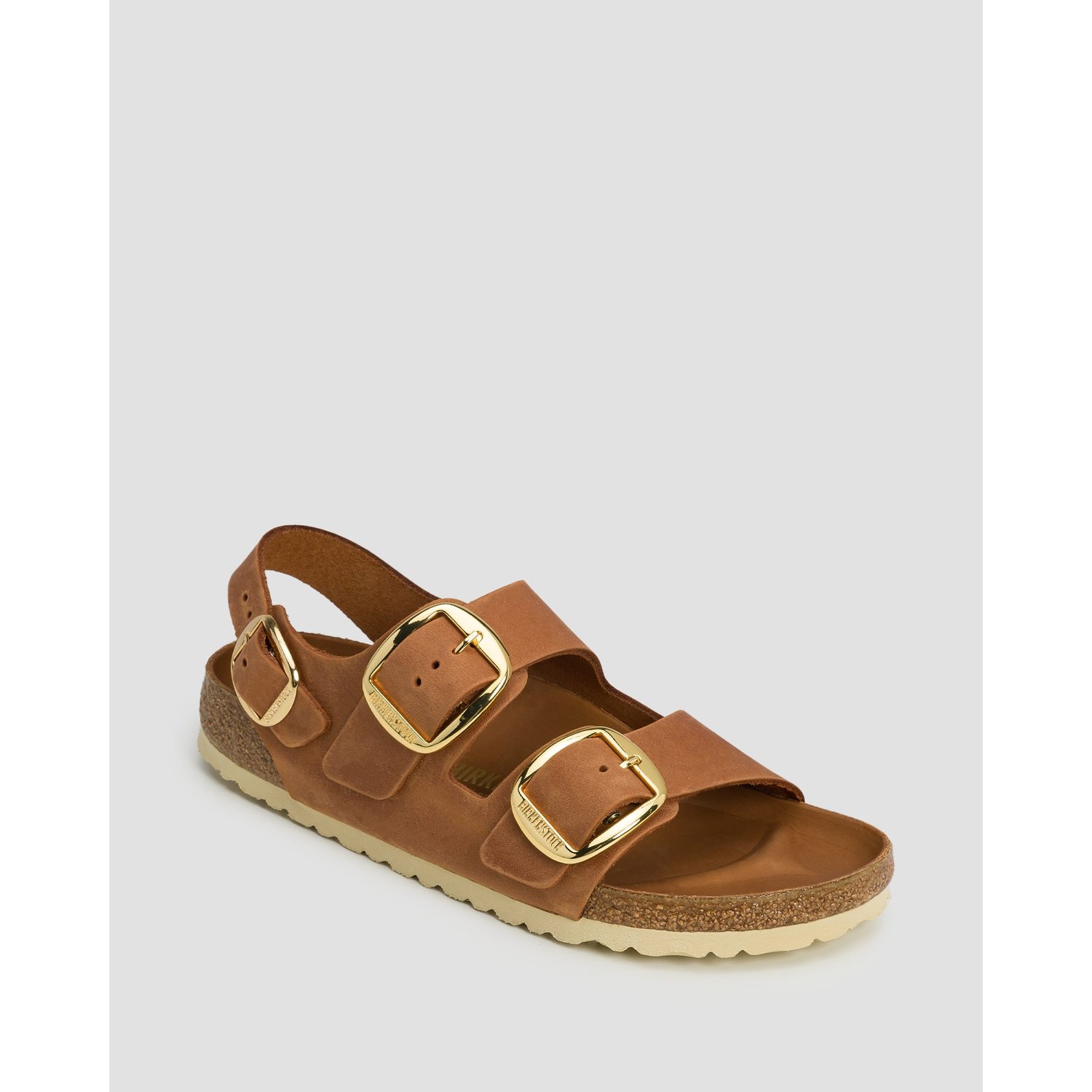 Brązowe Sandały Damskie Birkenstock Milano Big Buckle Oiled Leather Narrow