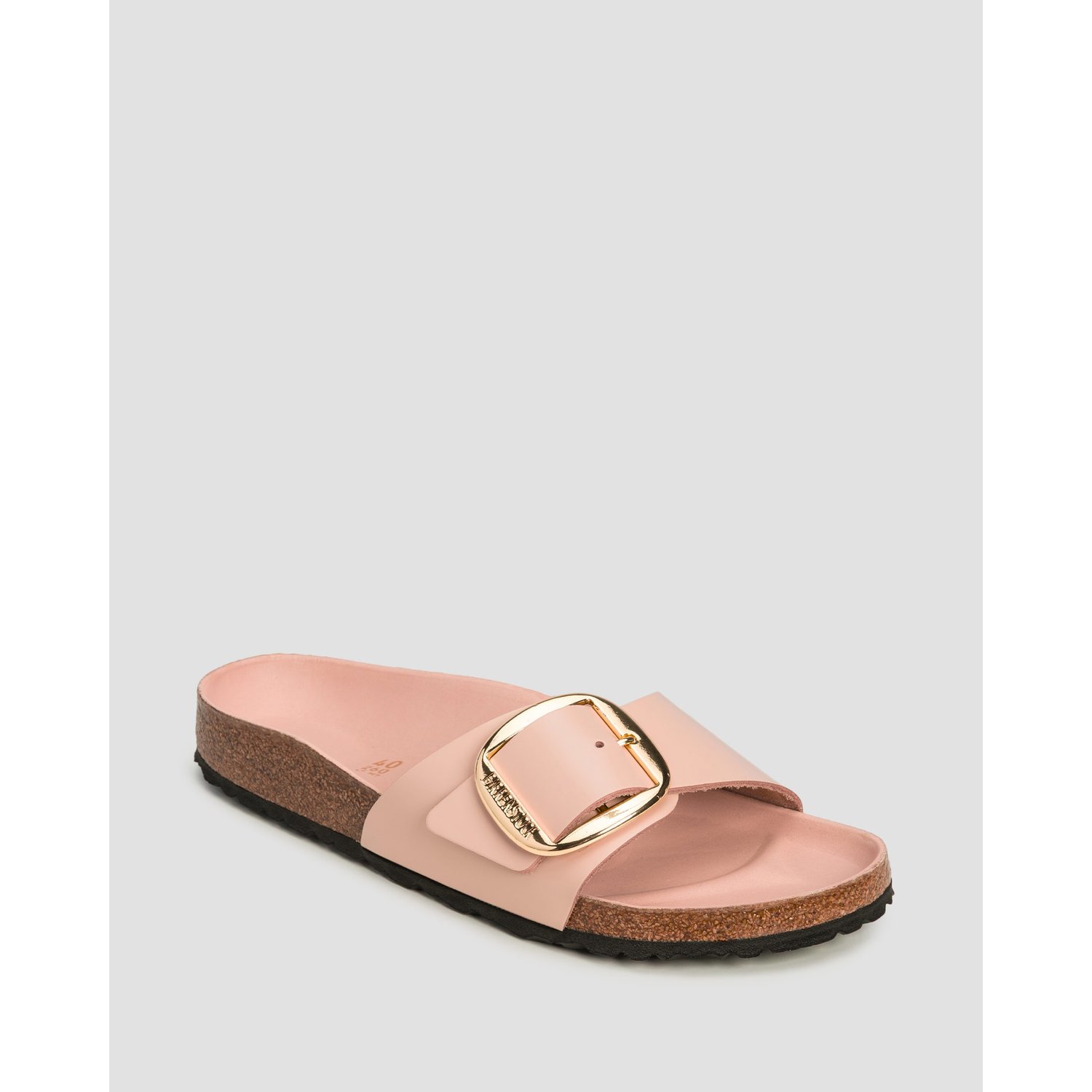 Klapki Skórzane Damskie Birkenstock Madrid Big Buckle Natural Leather Patent