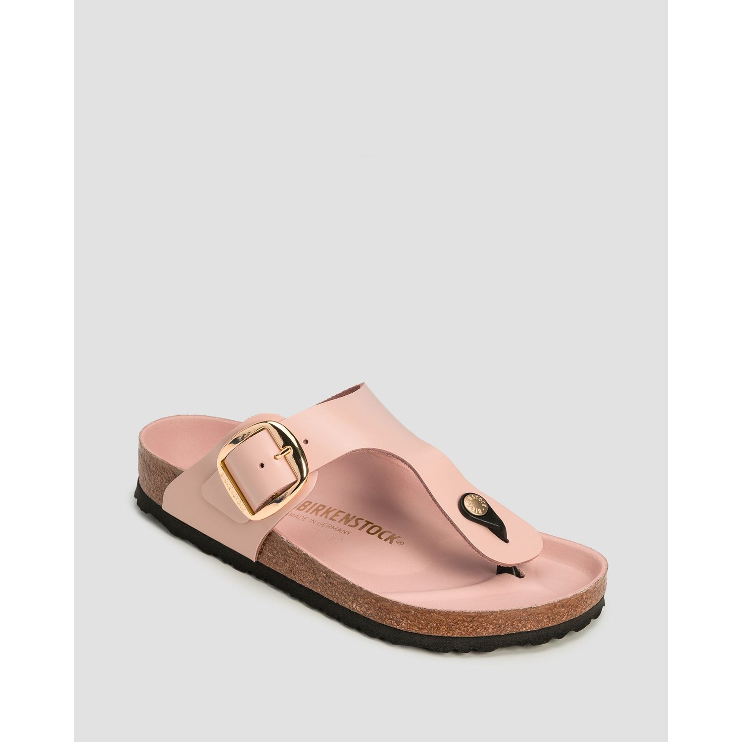 Beżowe Klapki Damskie Birkenstock Gizeh Big Buckle Natural Leather Patent Regular