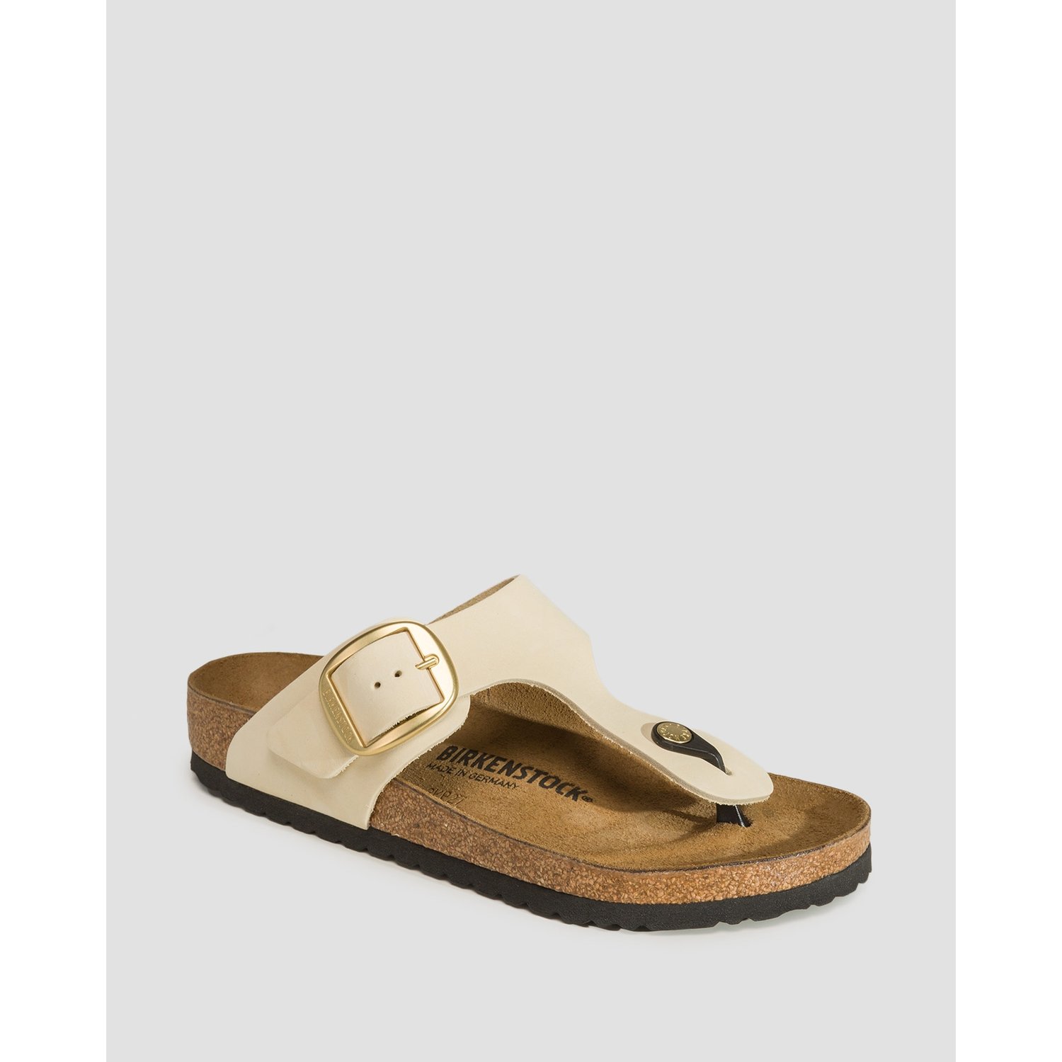 Beżowe Klapki Damskie Birkenstock Gizeh Big Buckle Nubuck Leather Regular