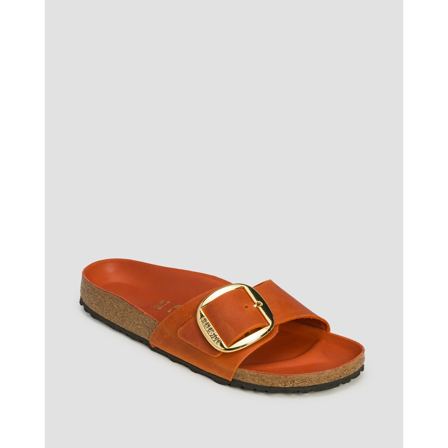 Pomarańczowe Klapki Damskie Birkenstock Madrid Big Buckle Leoi Narrow