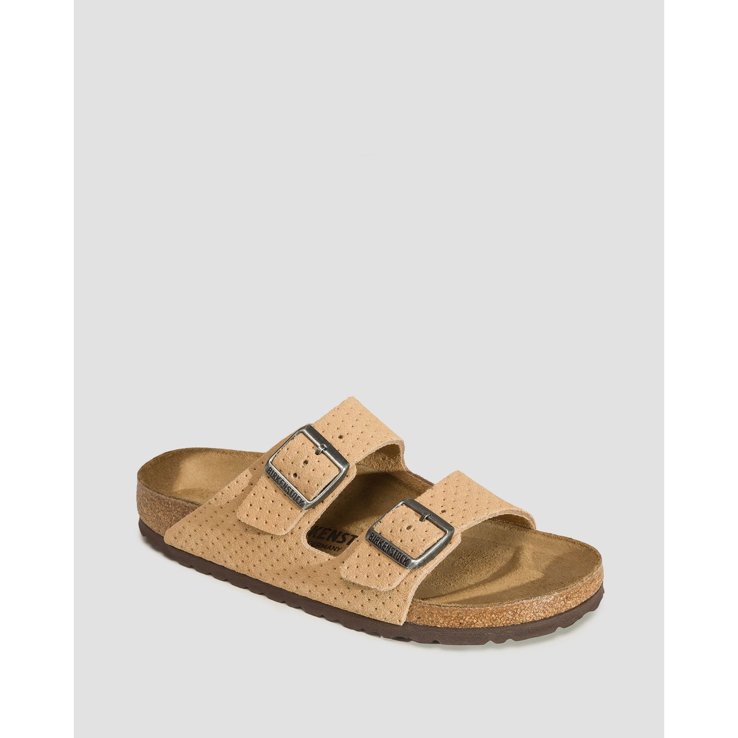 Beżowe Klapki Damskie Birkenstock Arizona Suede Embossed Narrow