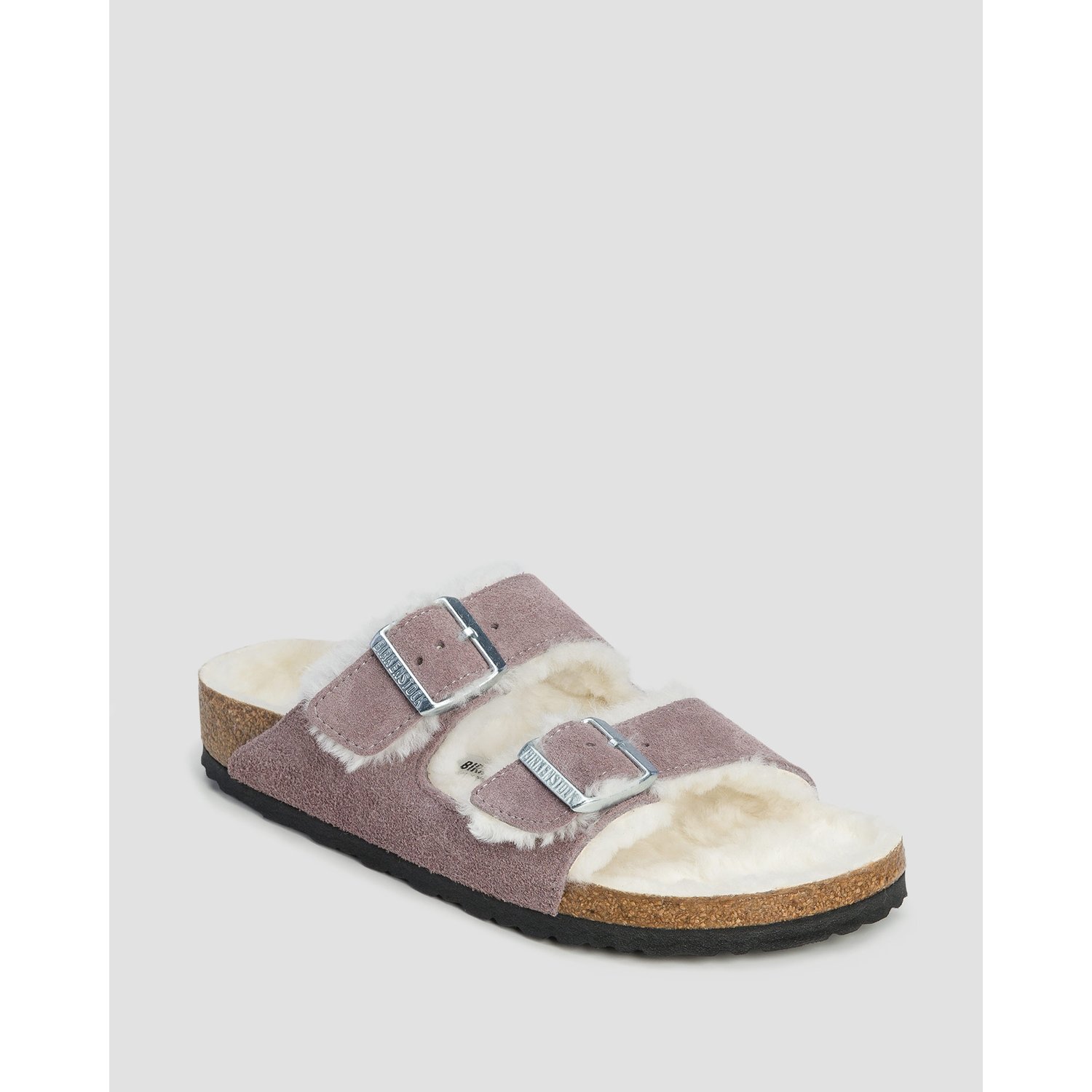 Fioletowe Klapki Futrzane Damskie Birkenstock Arizona Shearling Narrow