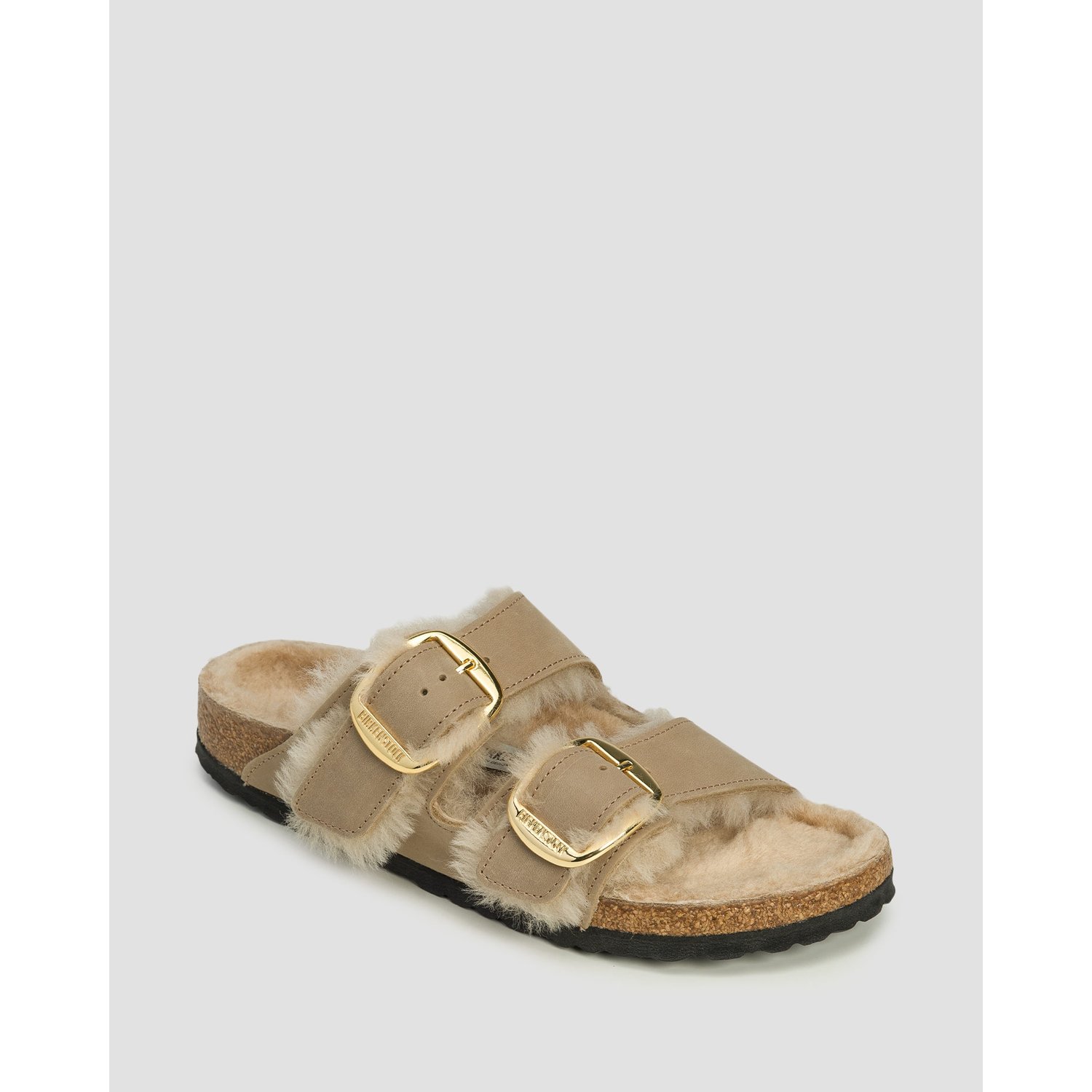 Jasnobrązowe Klapki Damskie Birkenstock Arizona Bb Shearling Leoi Narrow