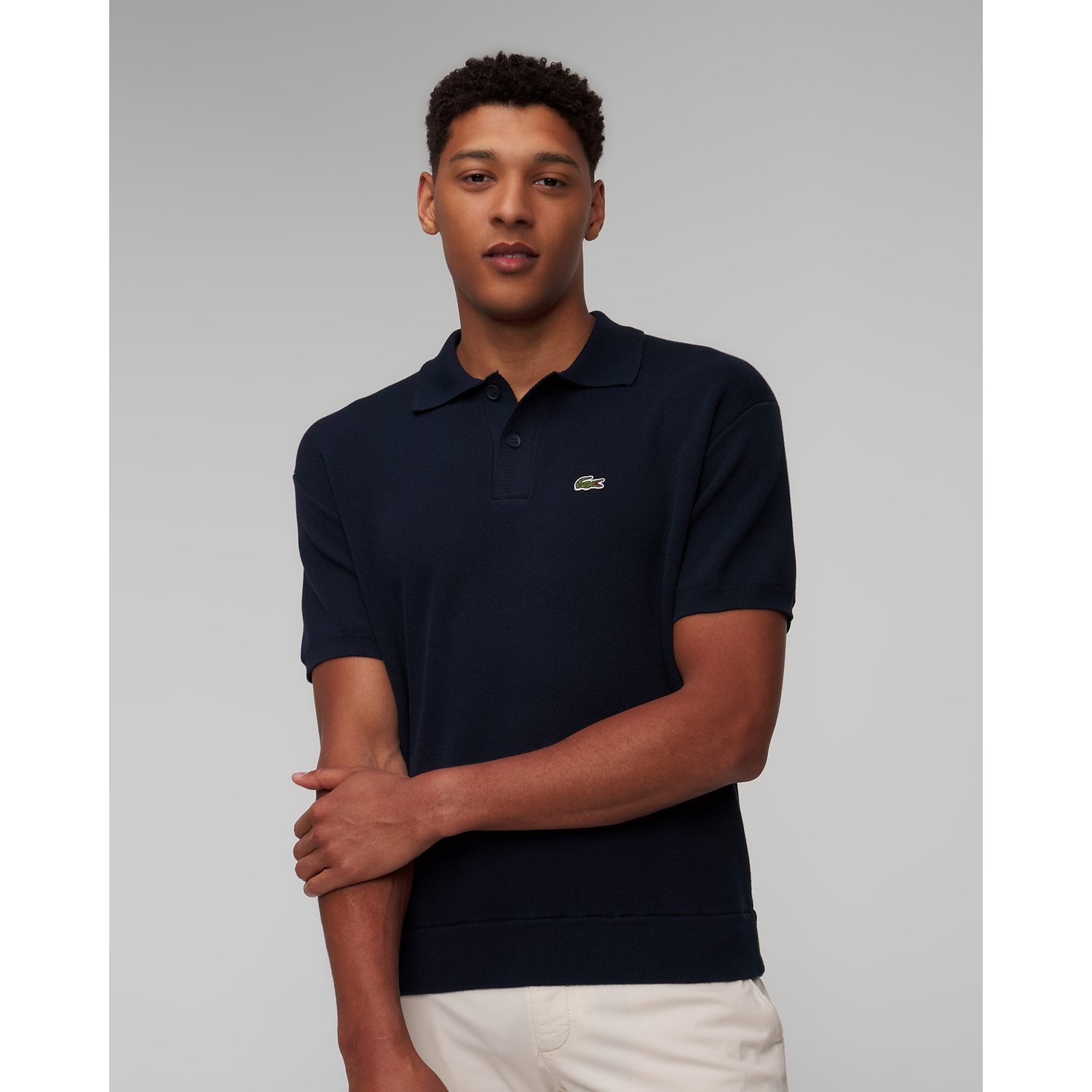 Granatowy Sweter Polo Męski Lacoste Ah7642