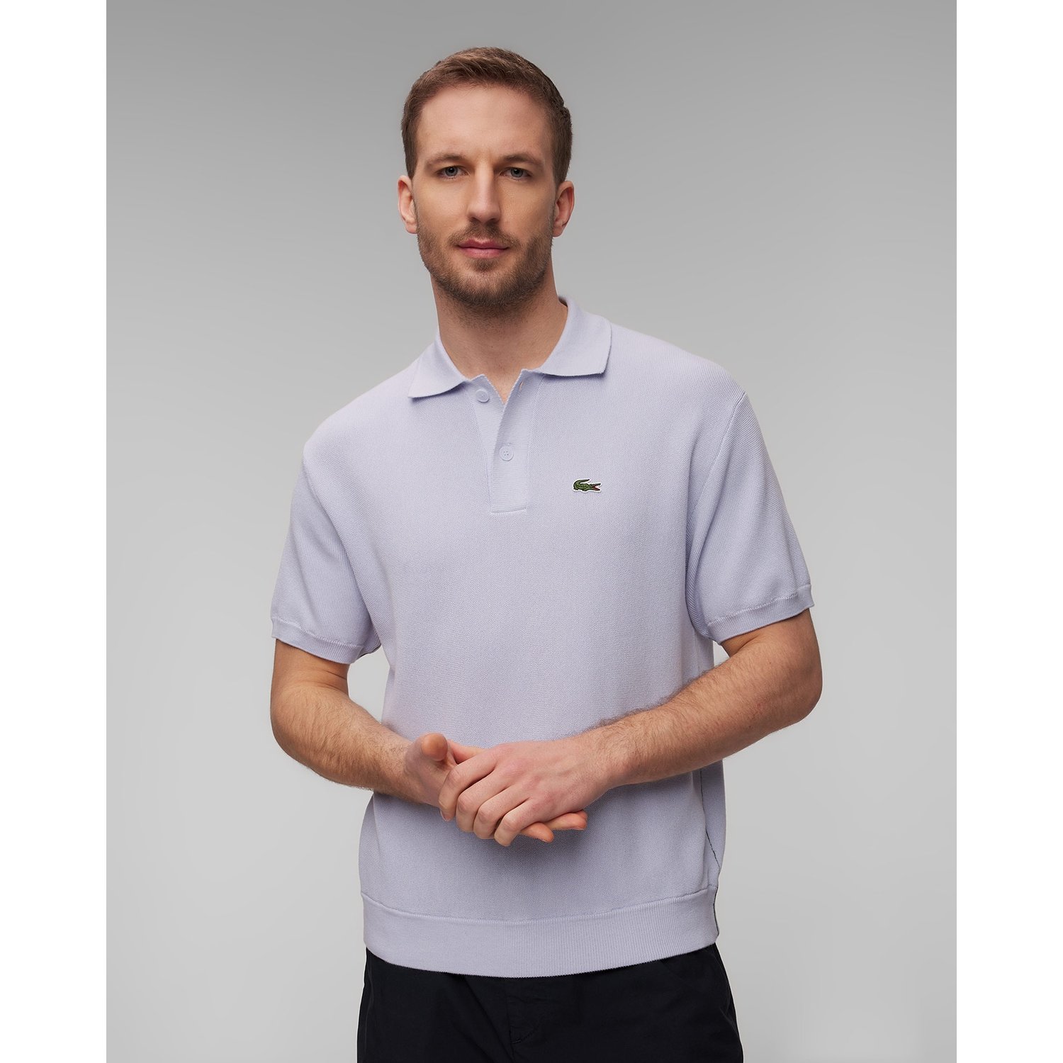 Fioletowy Sweter Polo Męski Lacoste Ah7642