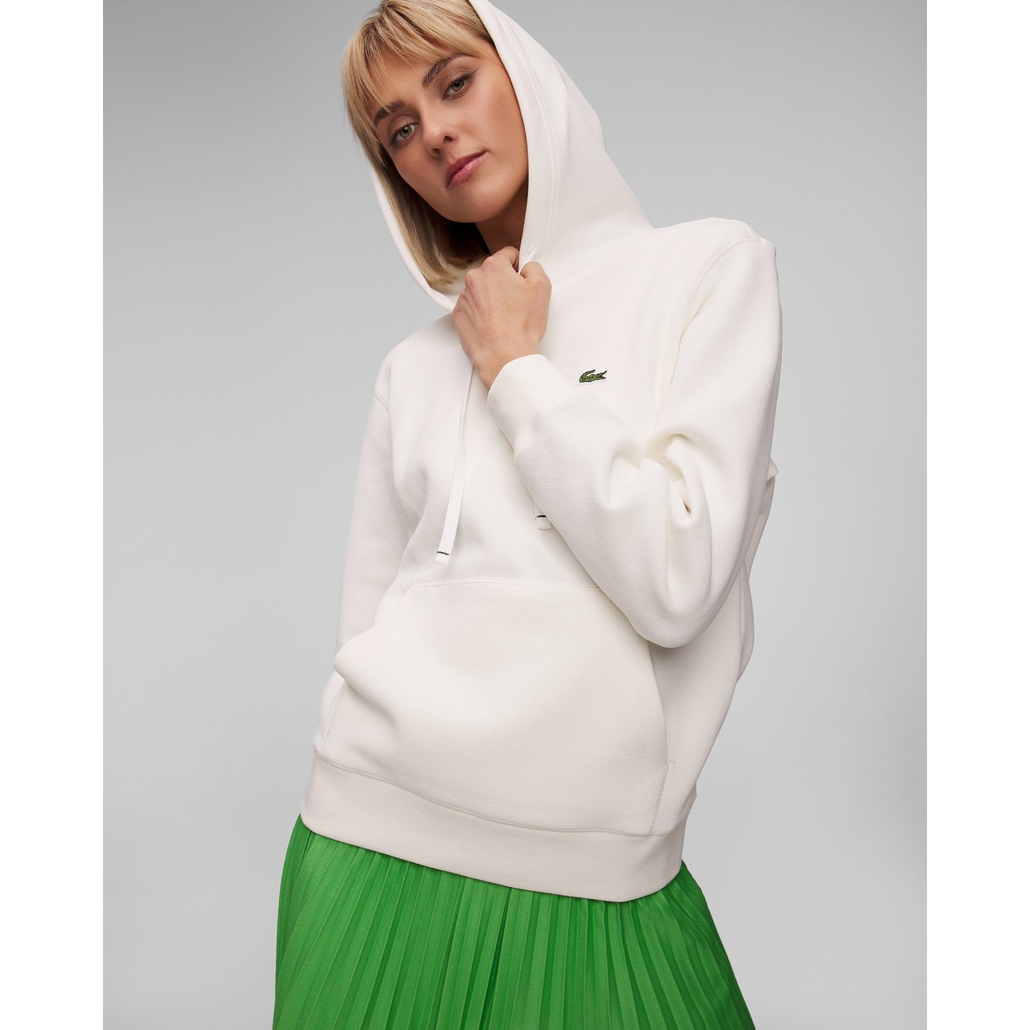Kremowa Bluza Oversize Damska Lacoste Sf8346