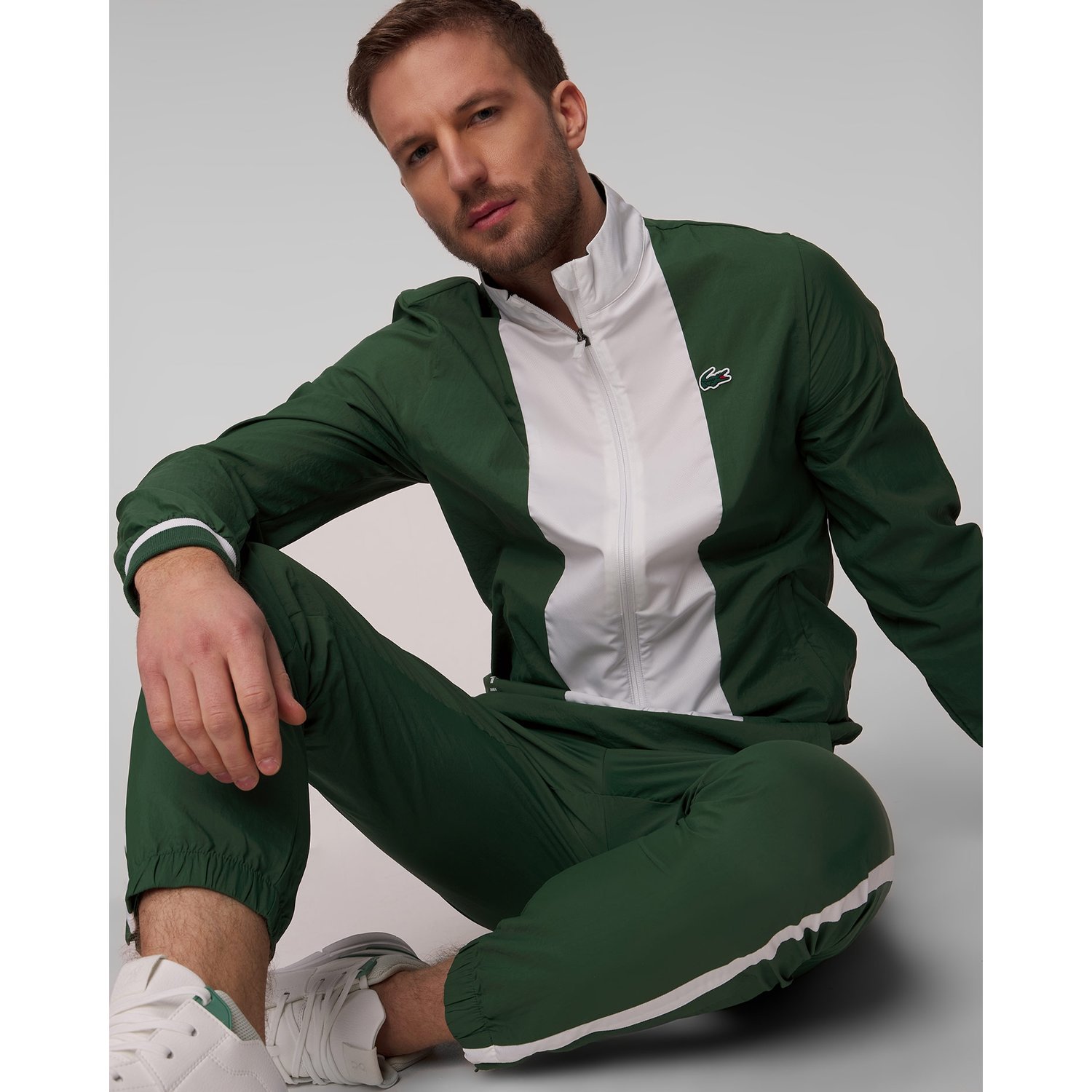 Zielono-biały Komplet Dresowy Męski Lacoste Wh7581 Danił Miedwiediew
