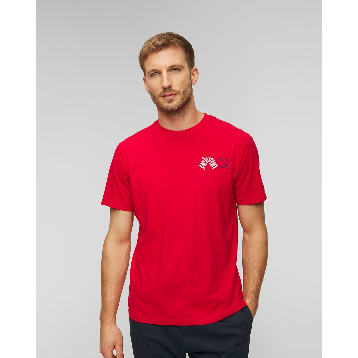 Czerwony T-shirt Męski Mc2 Saint Barth Arnott