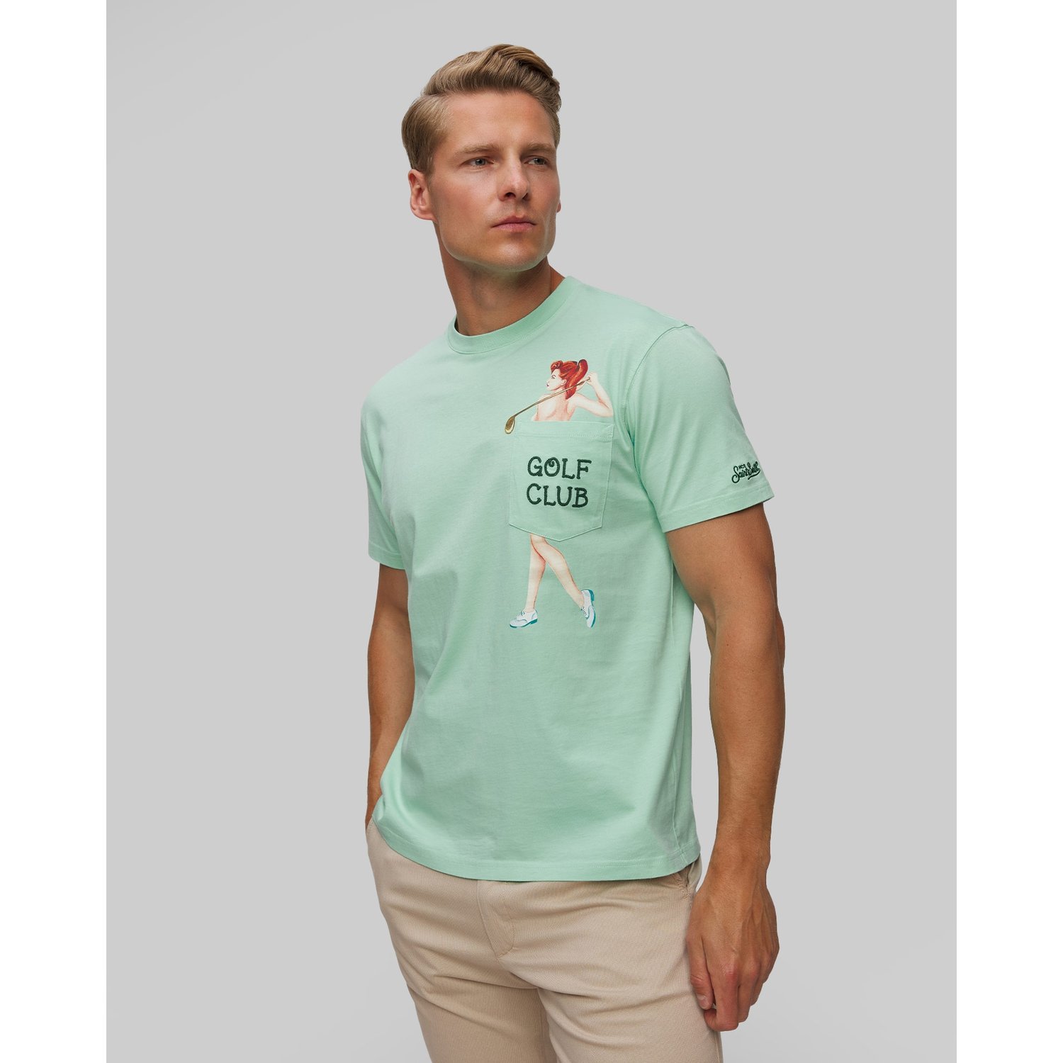 Zielony T-shirt Męski Mc2 Saint Barth Austin