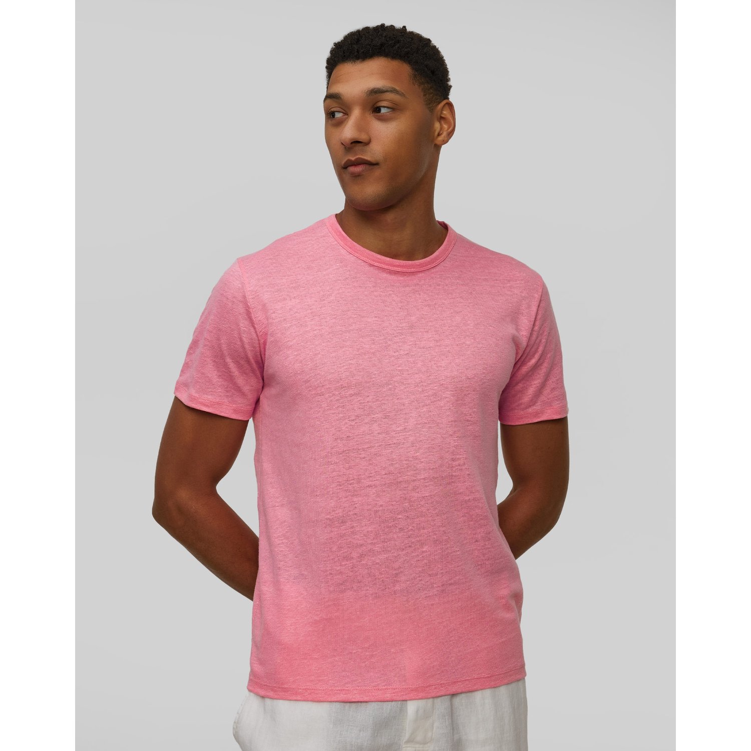 Różowy T-shirt Lniany Męski Mc2 Saint Barth Ecstasea N