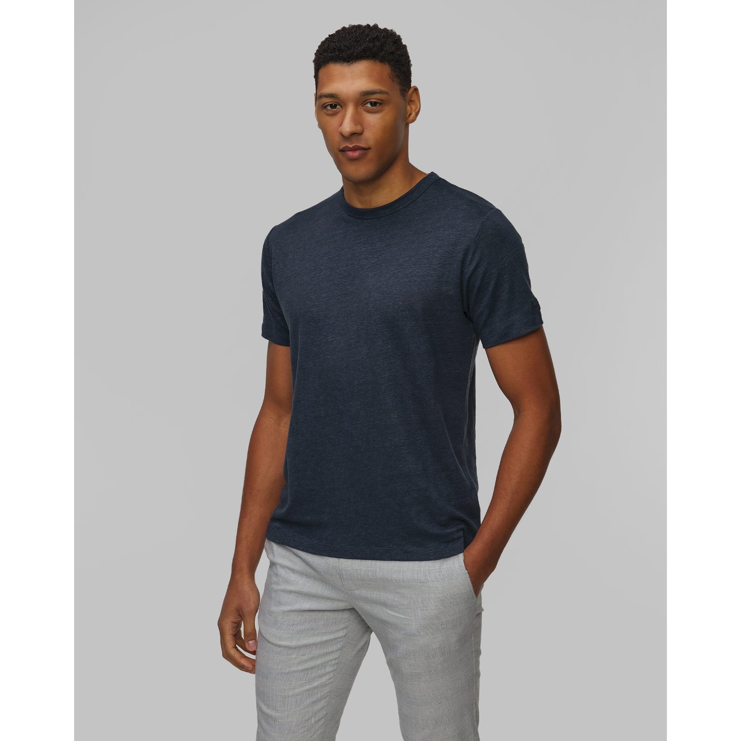 Granatowy T-shirt Lniany Męski Mc2 Saint Barth Ecstasea N