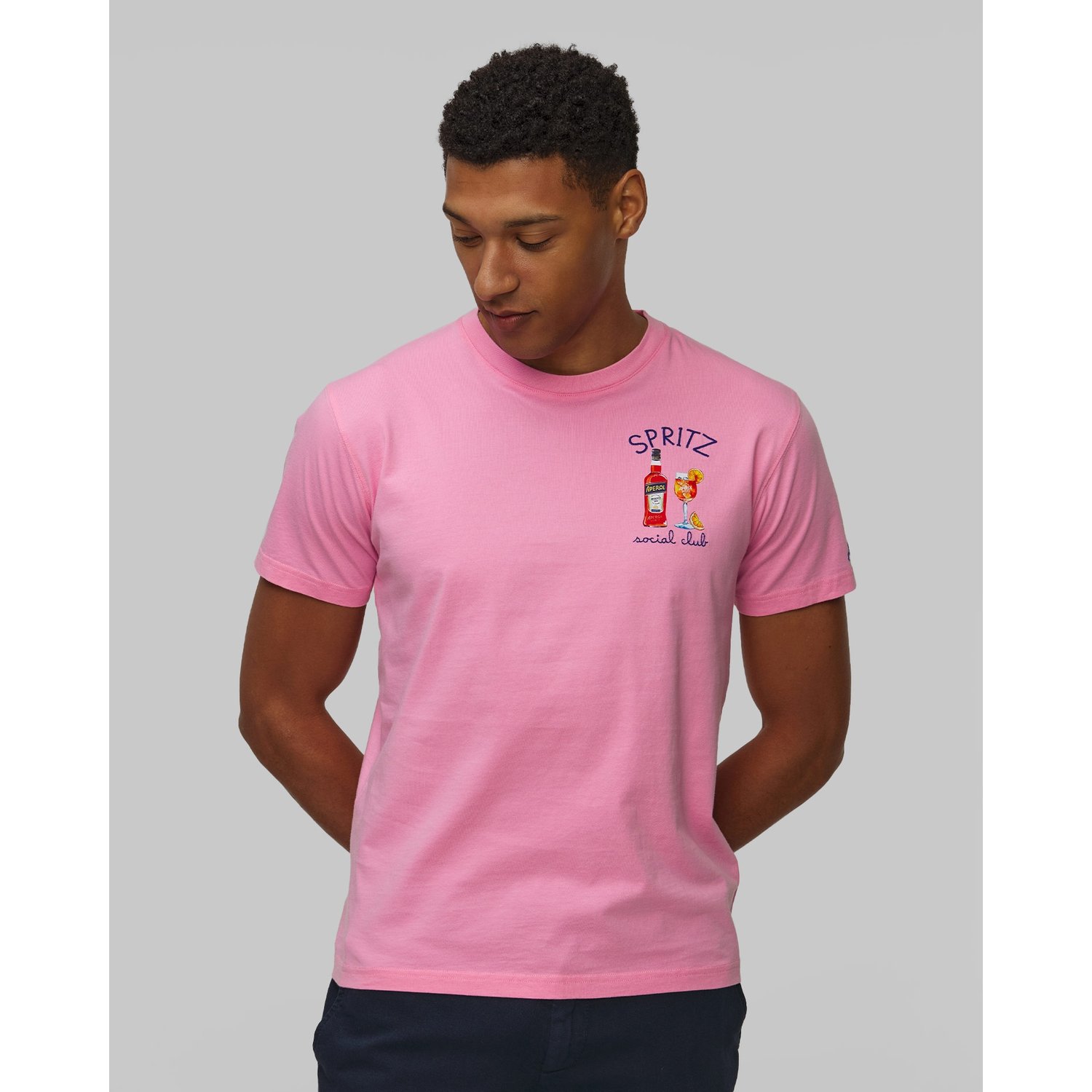 Różowy T-shirt Z Nadrukiem Męski Mc2 Saint Barth