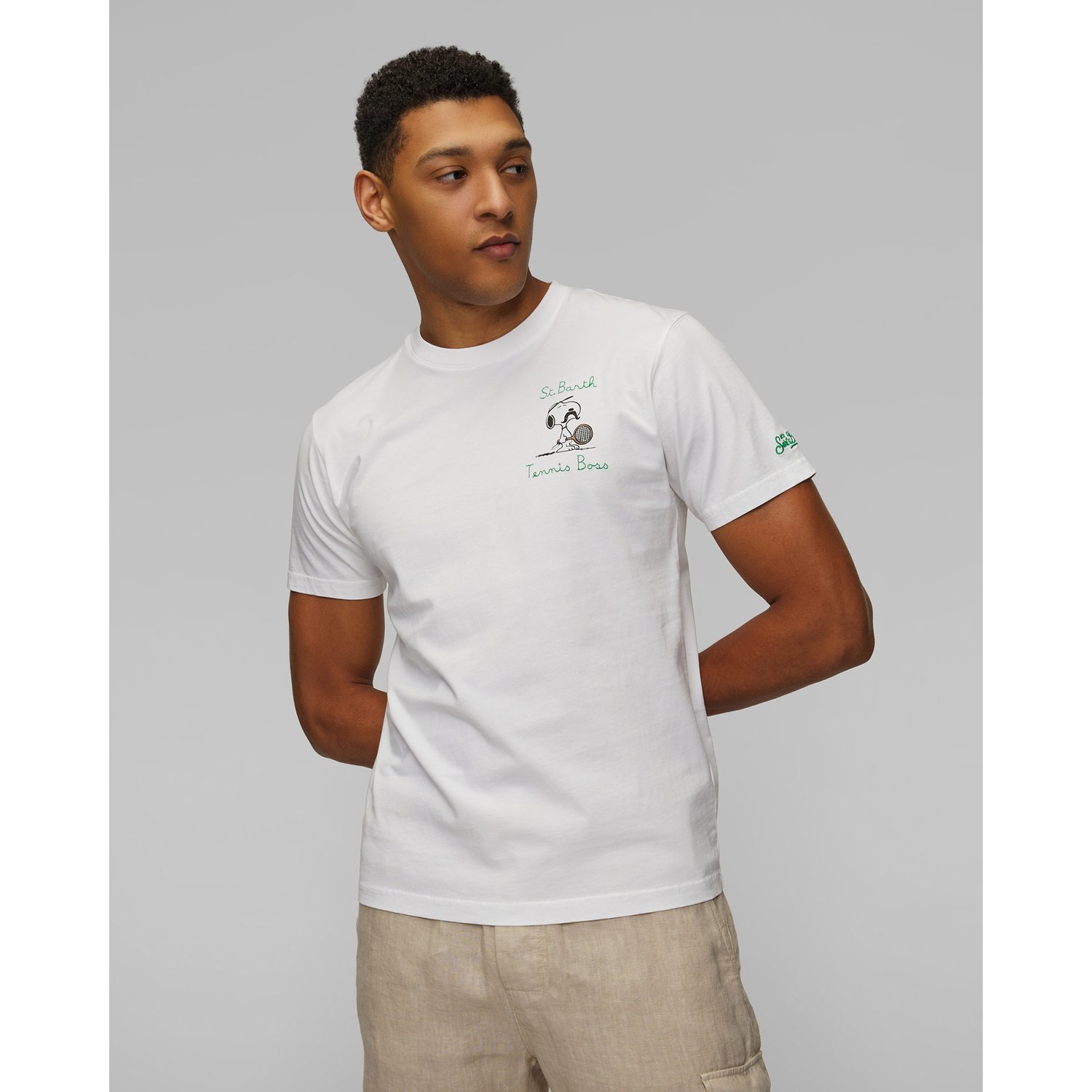 Biały T-shirt Z Nadrukiem Męski Mc2 Saint Barth
