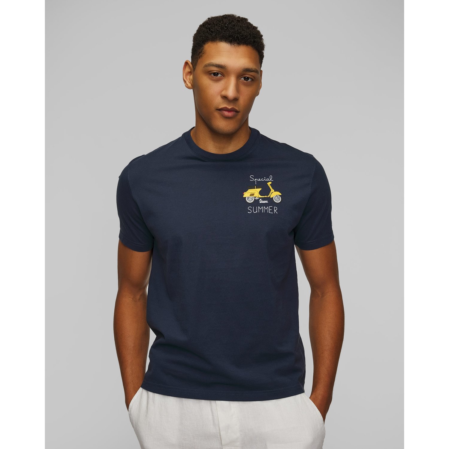 Granatowy T-shirt Z Nadrukiem Męski Mc2 Saint Barth