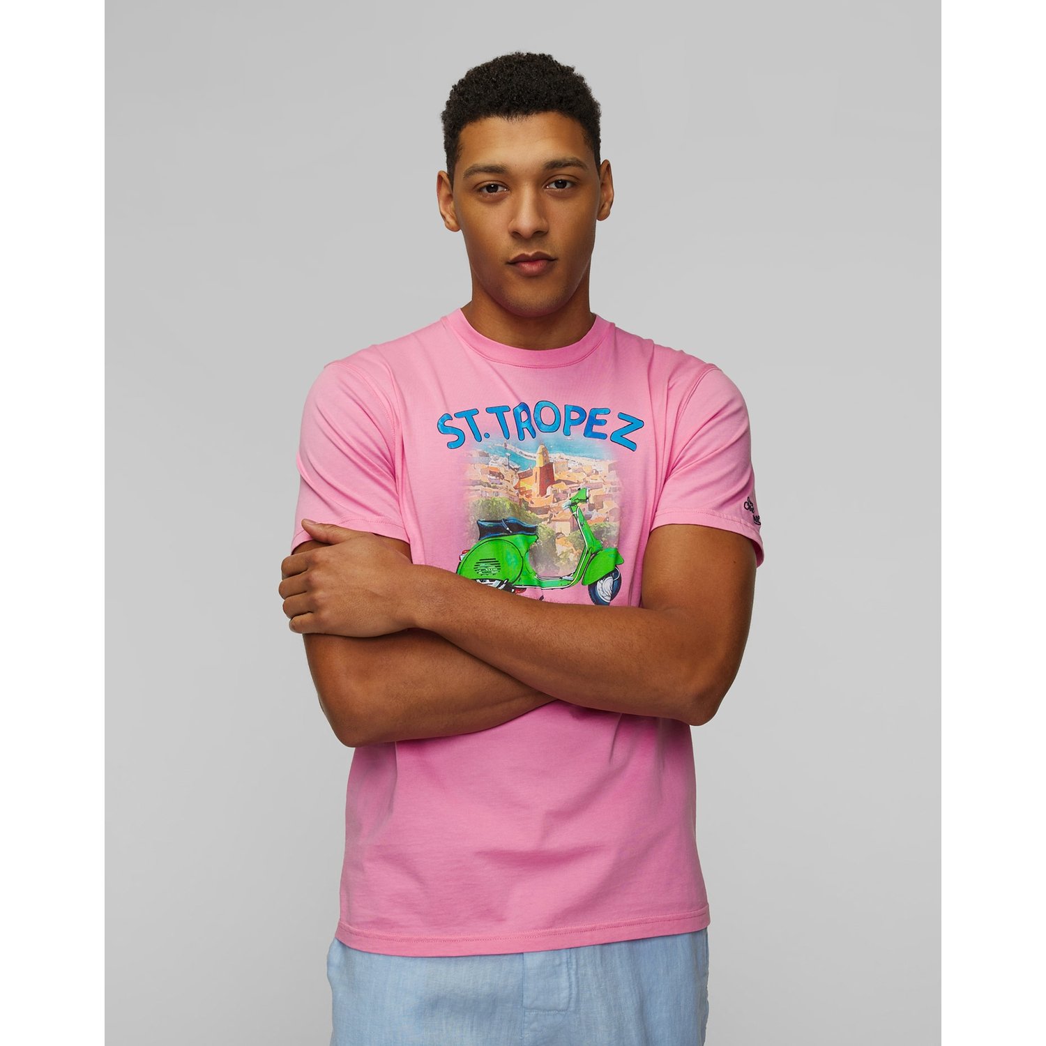 Różowy T-shirt Z Nadrukiem Męski Mc2 Saint Barth