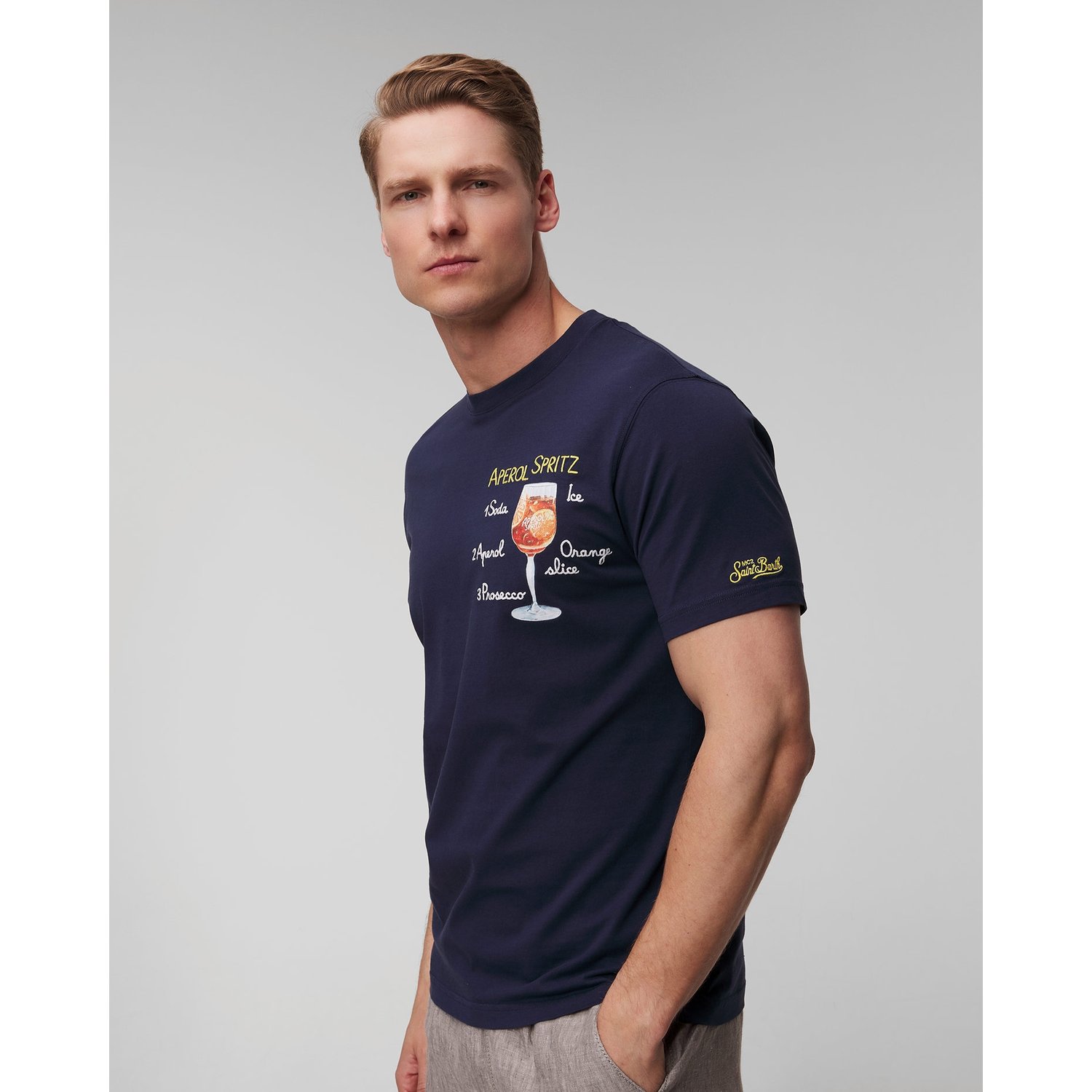 Granatowy T-shirt Męski Mc2 Saint Barth