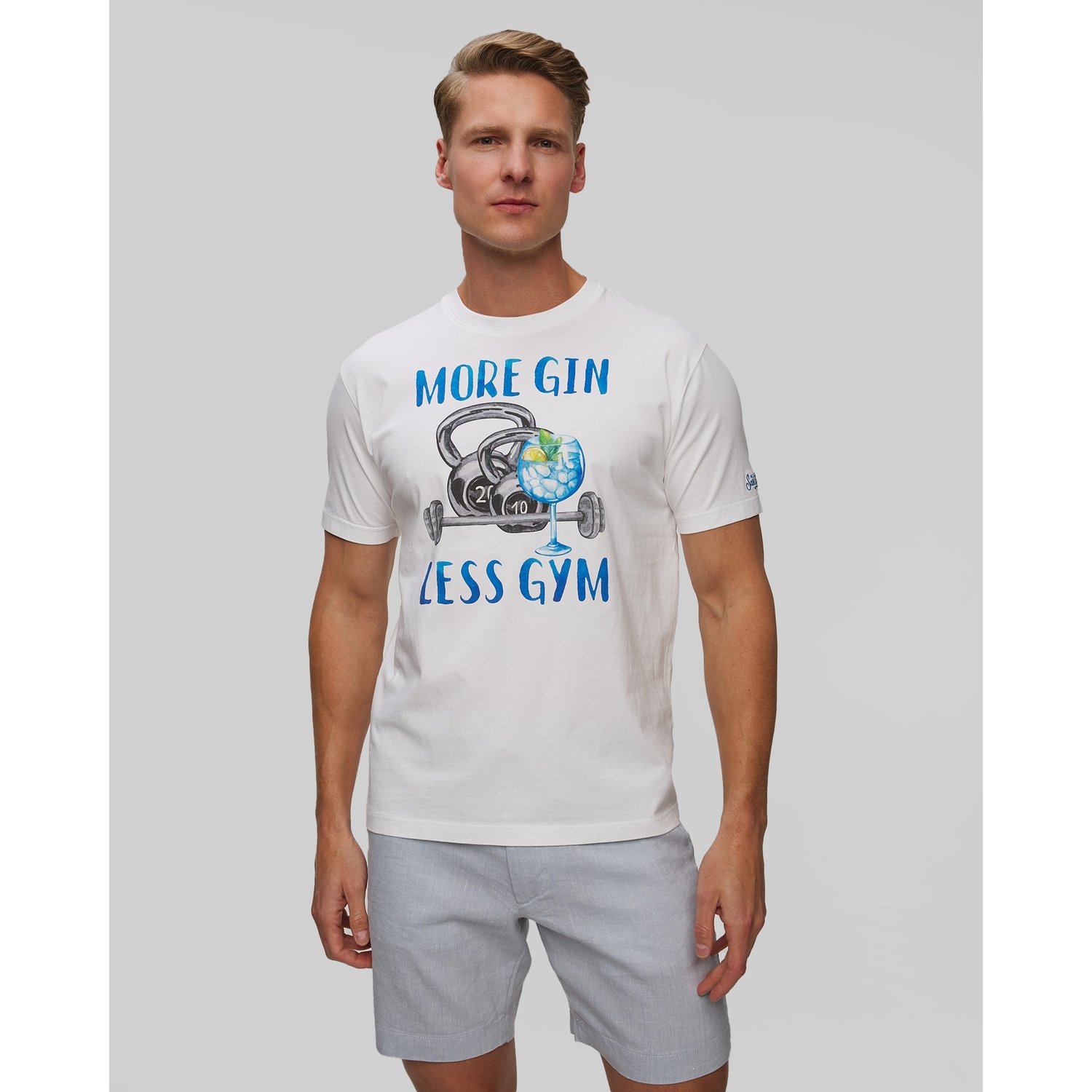 Biały T-shirt Z Nadrukiem Męski Mc2 Saint Barth