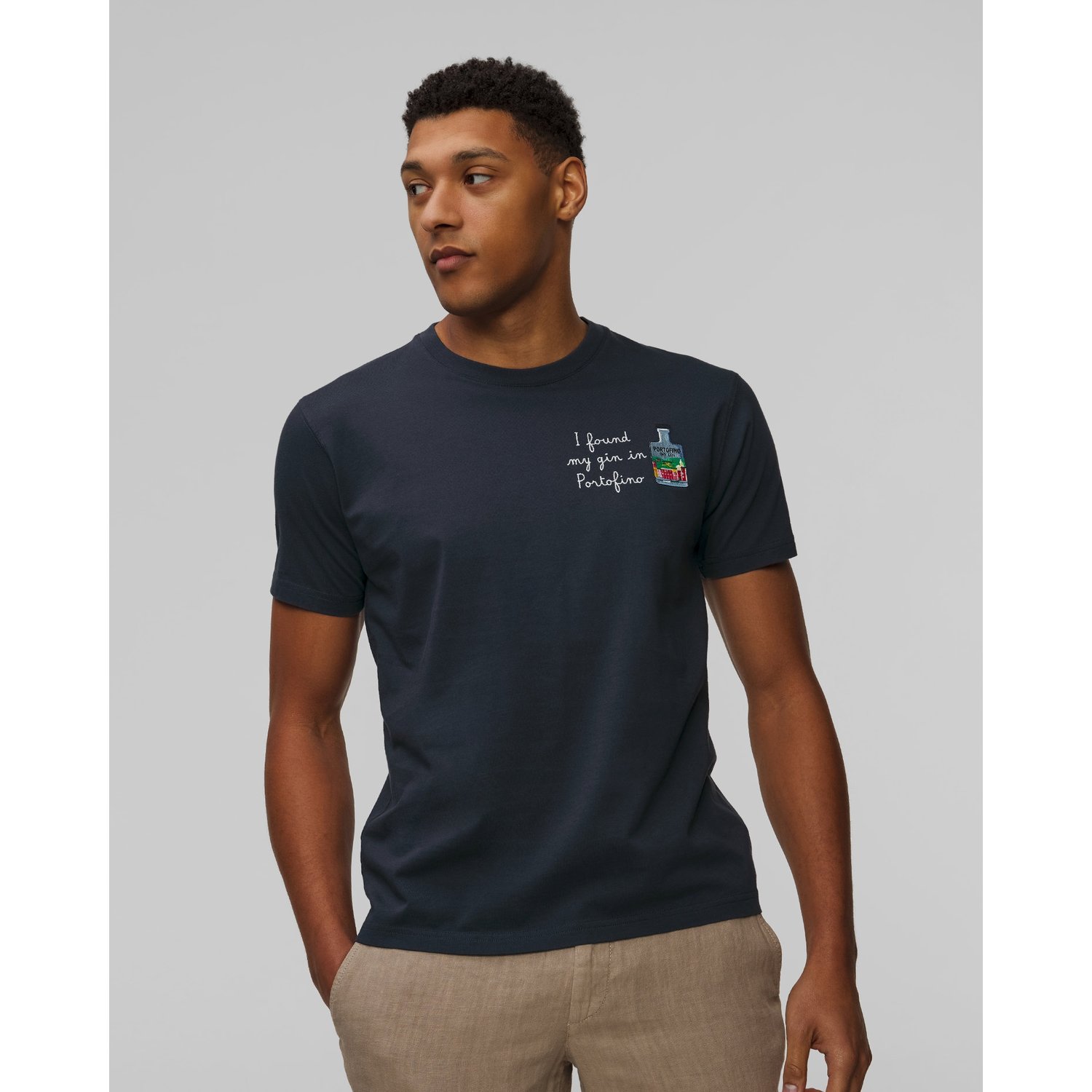 Granatowy T-shirt Z Nadrukiem Męski Mc2 Saint Barth