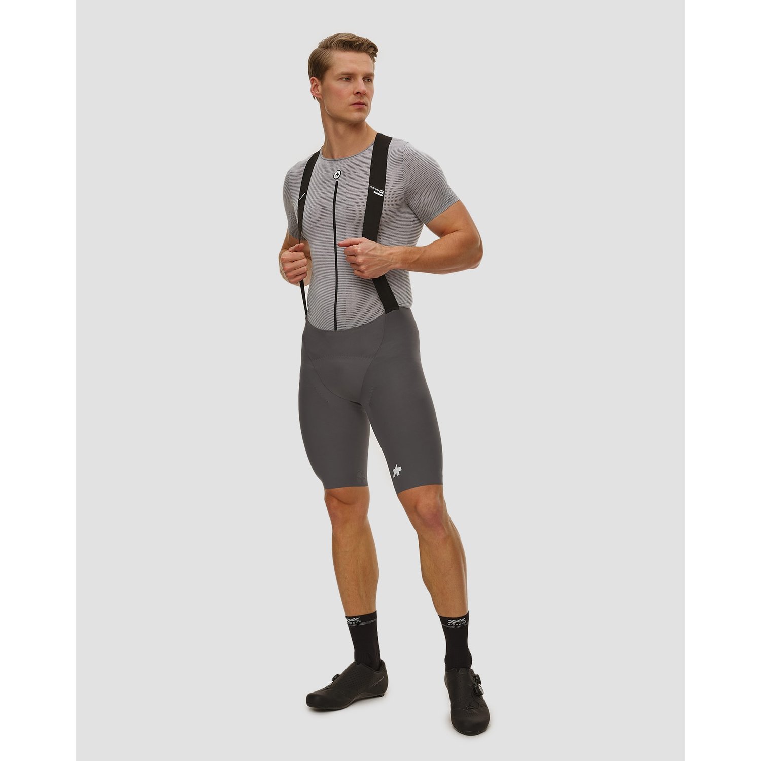 Spodenki Rowerowe Na Szelkach Męskie Assos Equipe R Bib Shorts S11 Szare