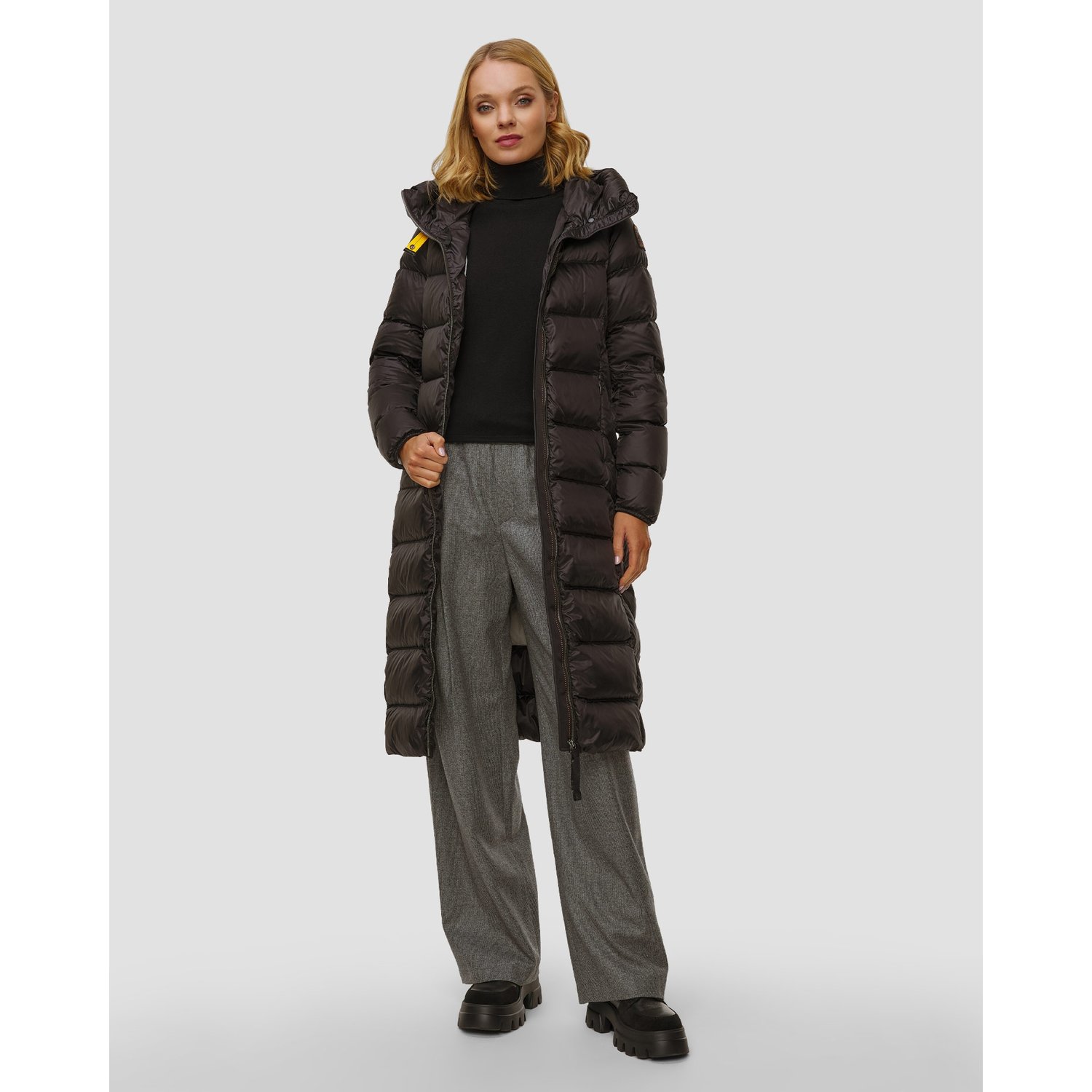 Czarny Płaszcz Puchowy Damski Parajumpers Leah