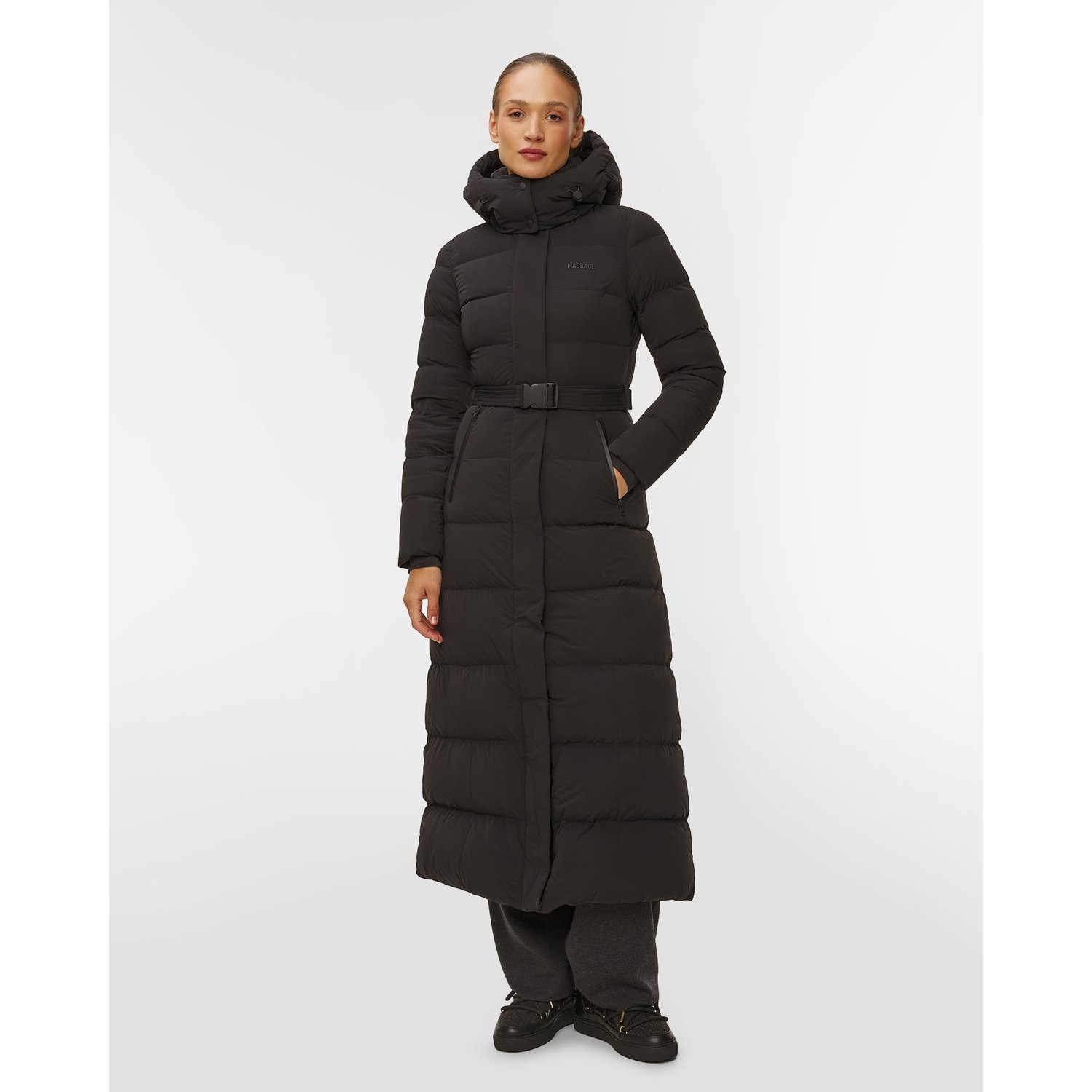 Czarny Płaszcz Puchowy Mackage Calina-city