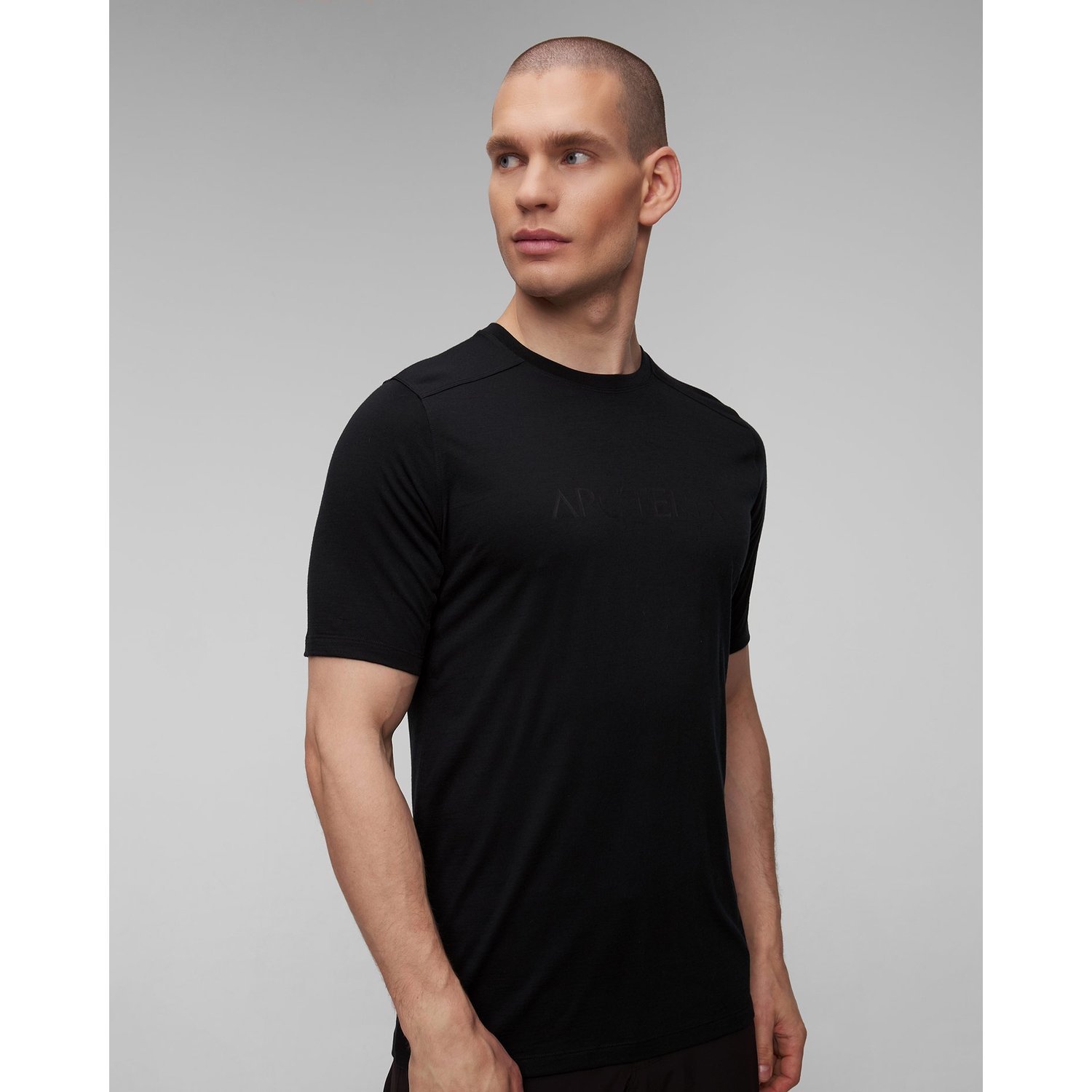 Czarny T-shirt Męski Arcteryx Ionia Mw Arc Logo Ss M