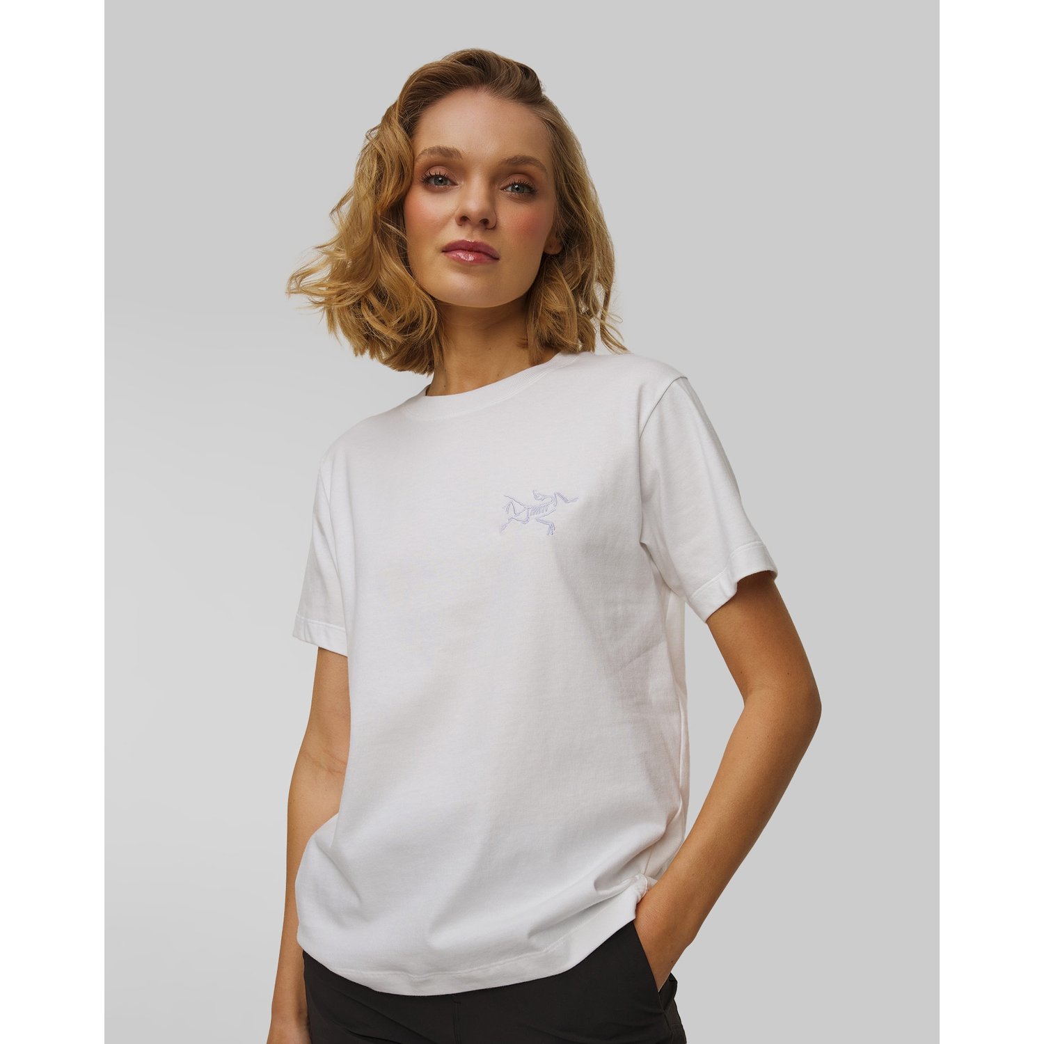 T-shirt Damski Arcteryx Kragg Cotton Little Bird Crew Ss W Biały