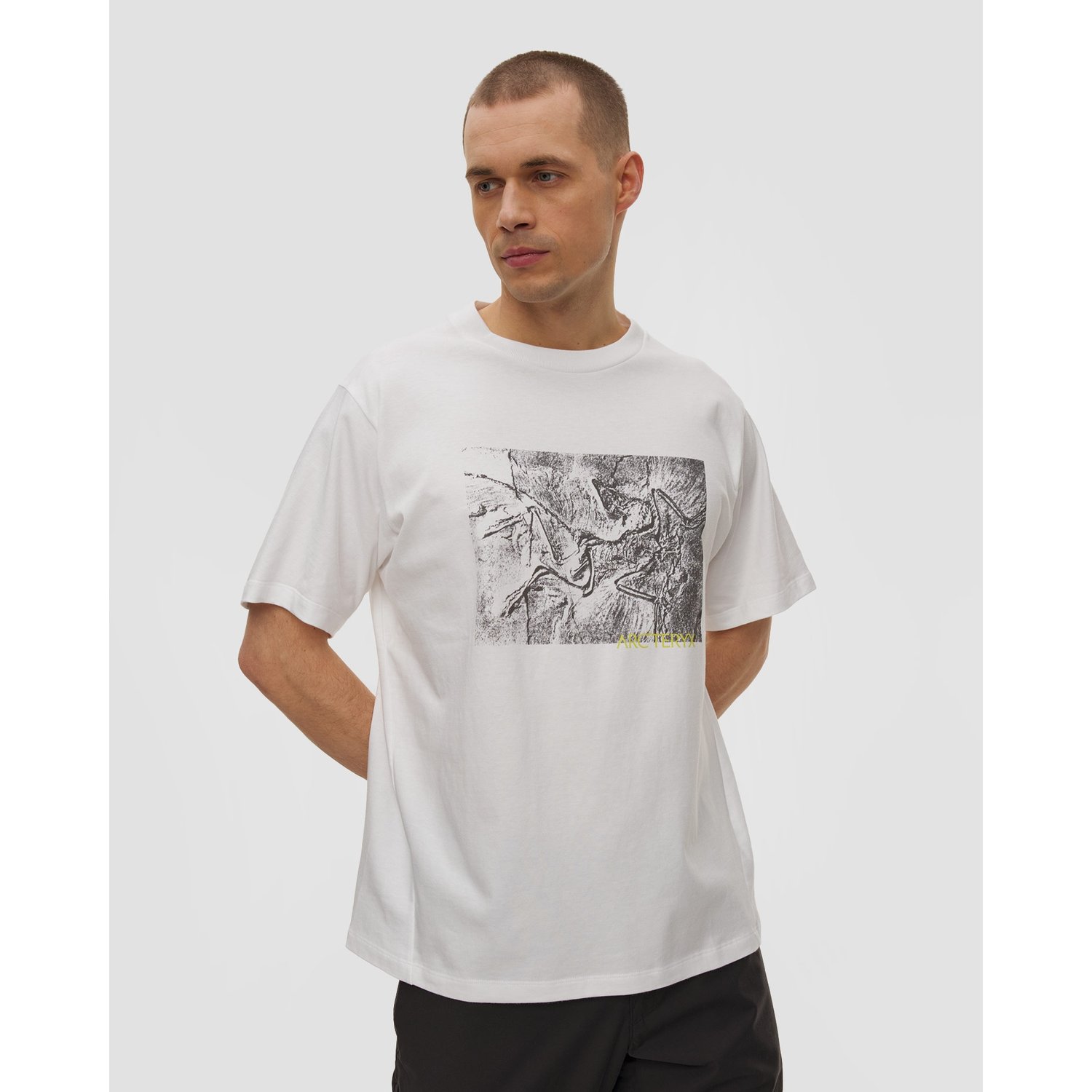 T-shirt Męski Arcteryx Kragg Cotton Lithographica Shirt Ss Biały