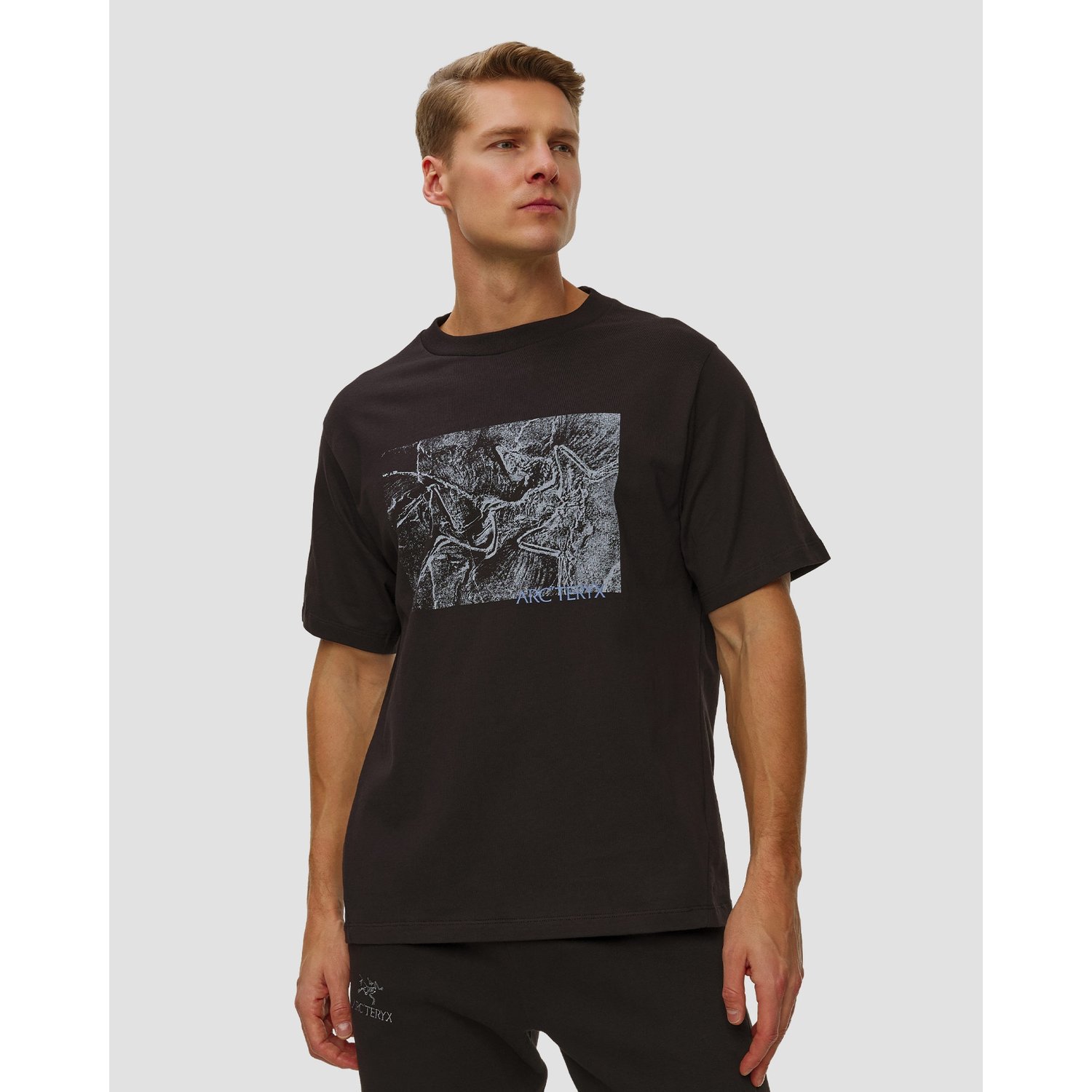 T-shirt Męski Arcteryx Kragg Cotton Lithographica Shirt Ss Czarny