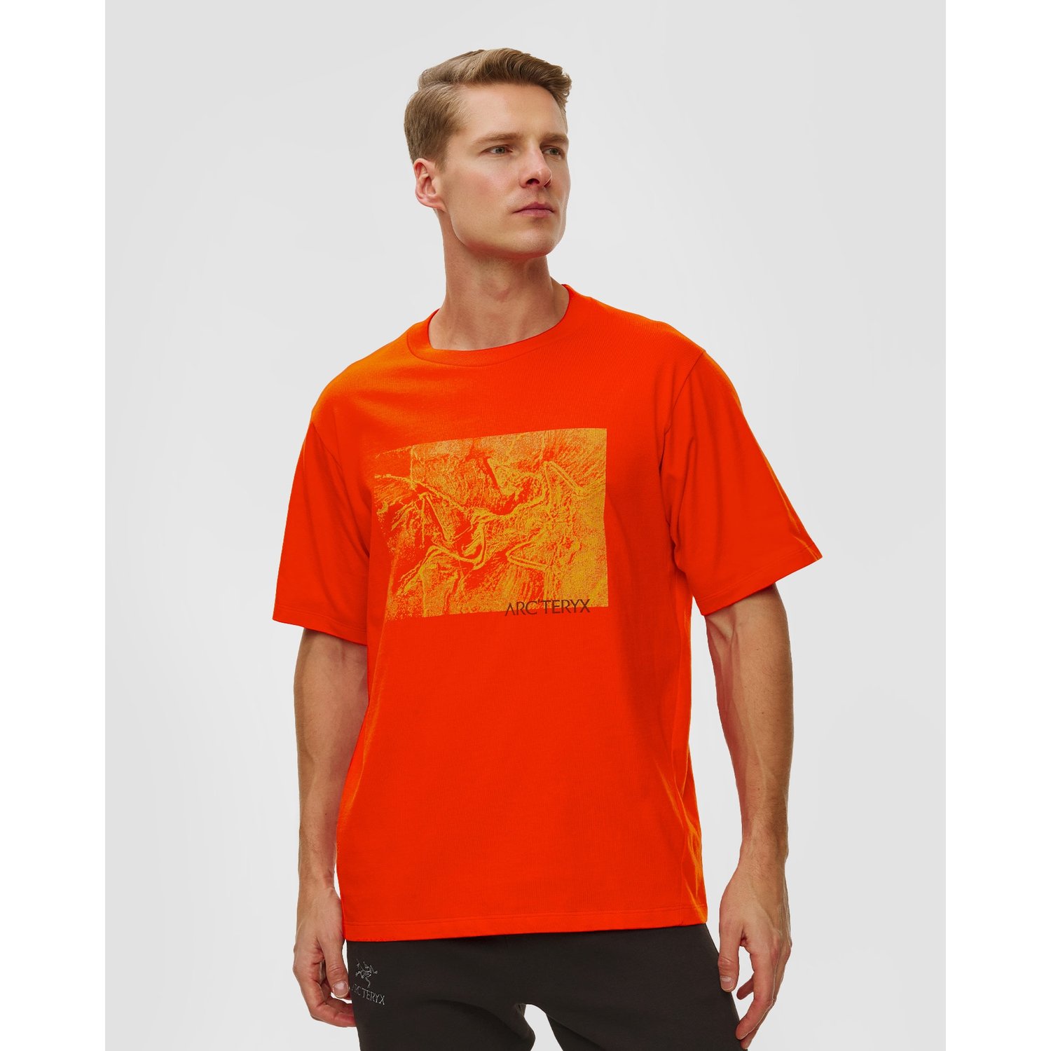 T-shirt Męski Arcteryx Kragg Cotton Lithographica Shirt Ss Czerwony