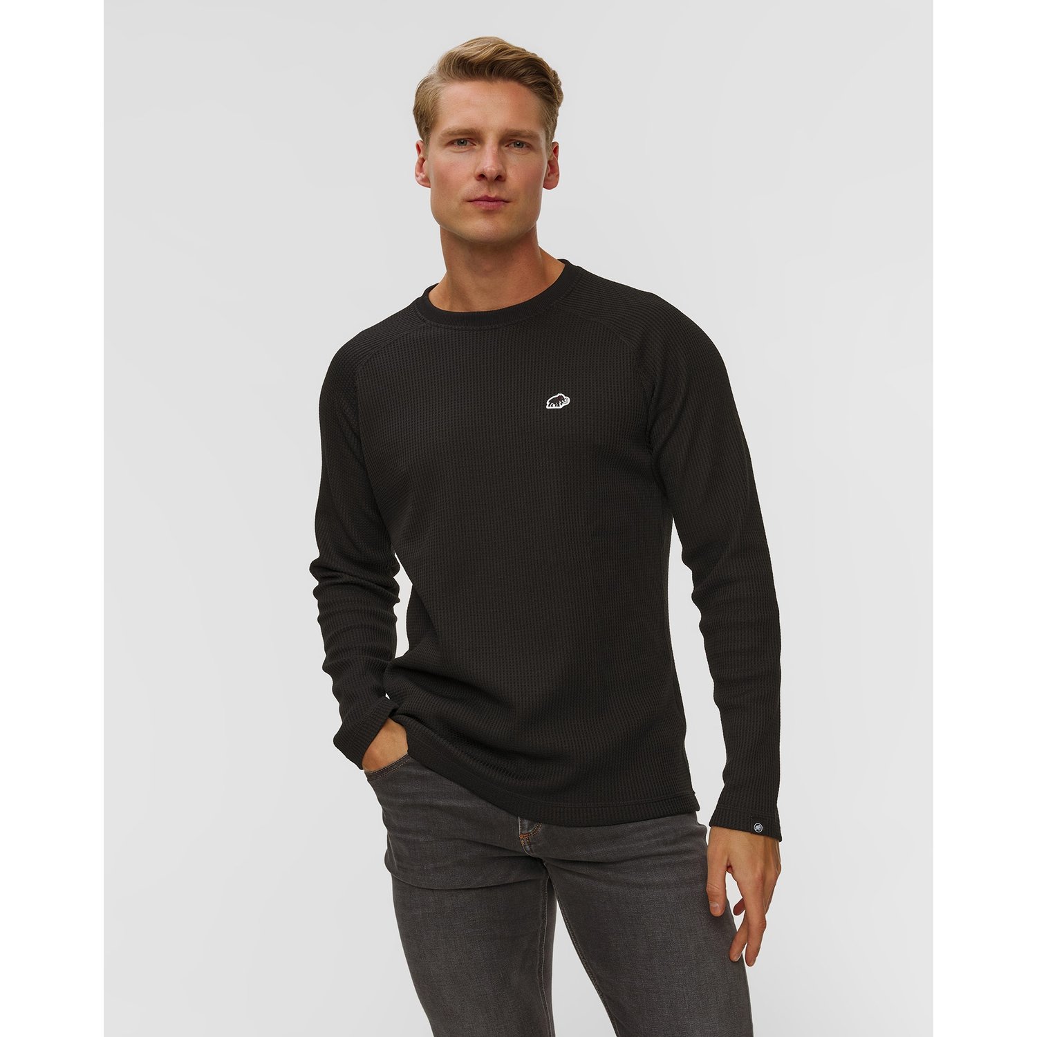Longsleeve Męski Mammut Waffle Longsleeve Czarny