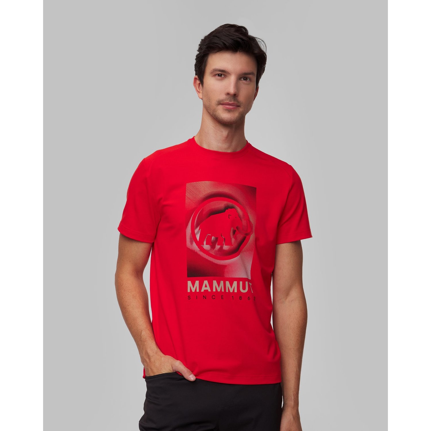 T-shirt Męski Mammut Trovat Czerwony