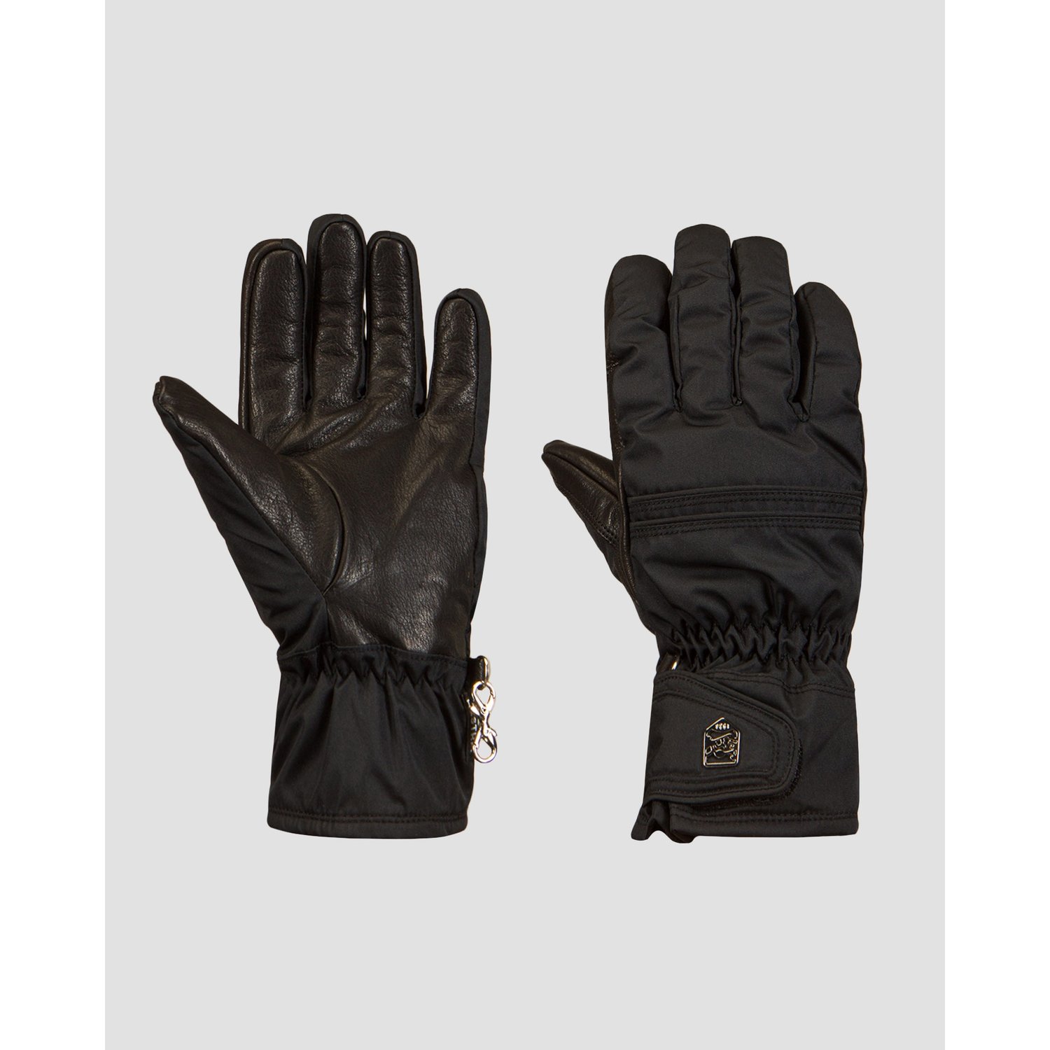 Czarne Rękawice Narciarskie Damskie Hestra Primaloft Leather Female - 5 Finger