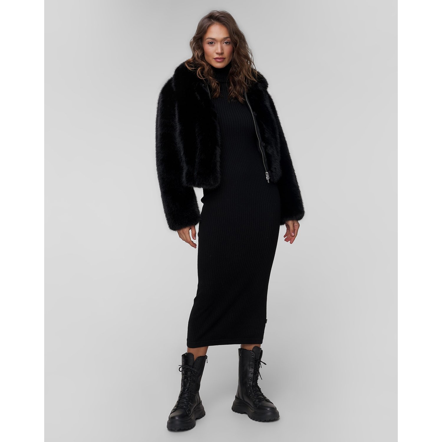 Czarna Kurtka Futrzana Damska Stand Studio Lena Jacket