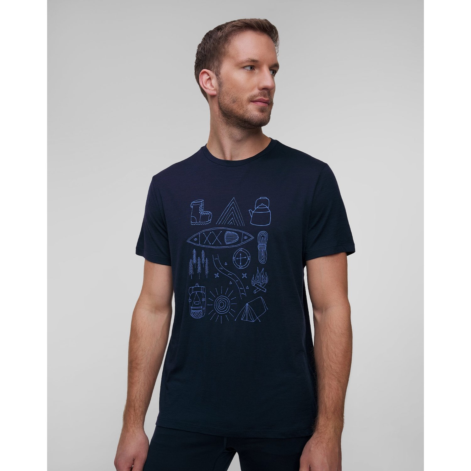 T-shirt Męski Icebreaker Mer 150 Tech Lite Ss Granatowy