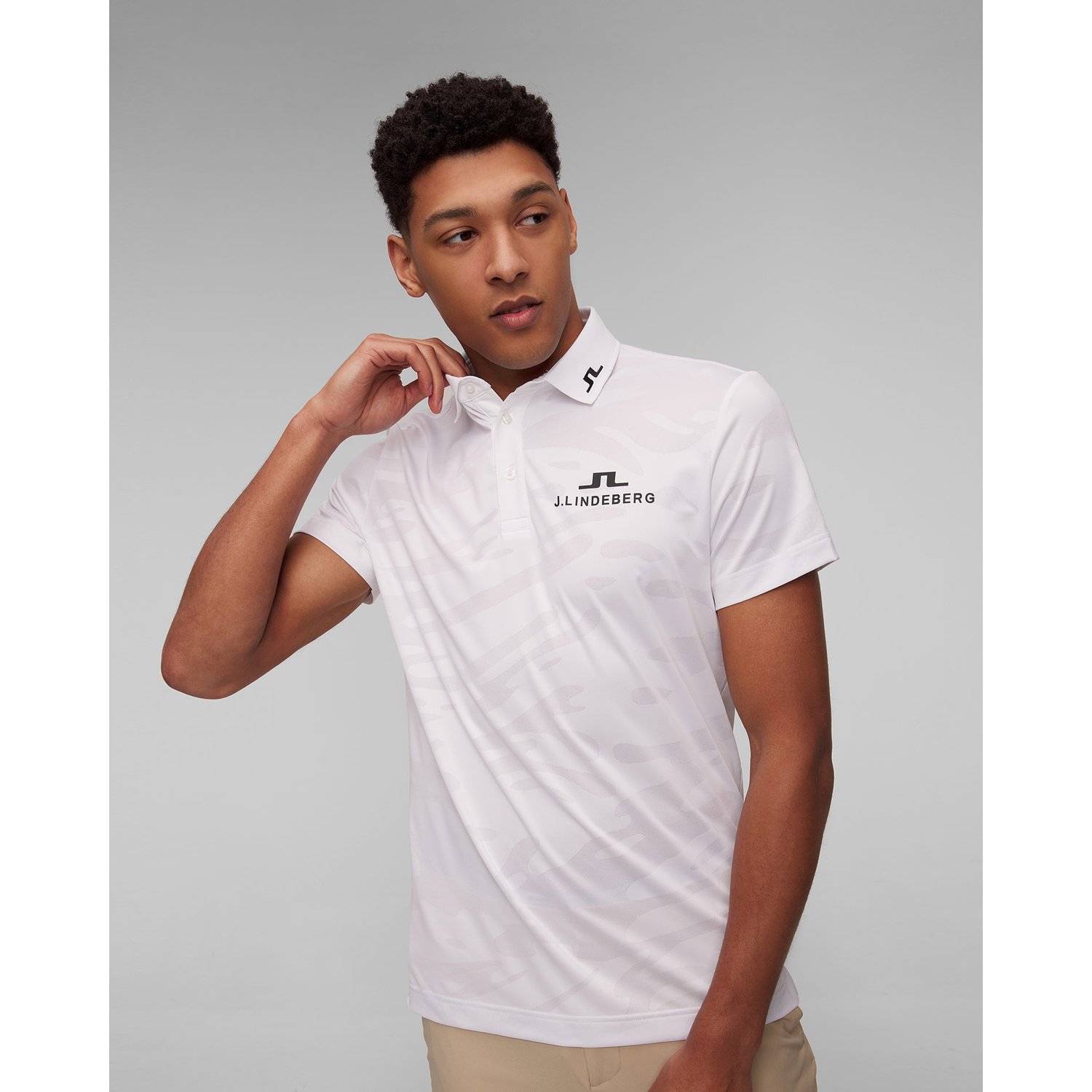 Białe Polo Męskie J.lindeberg Mat Tour Golf Polo