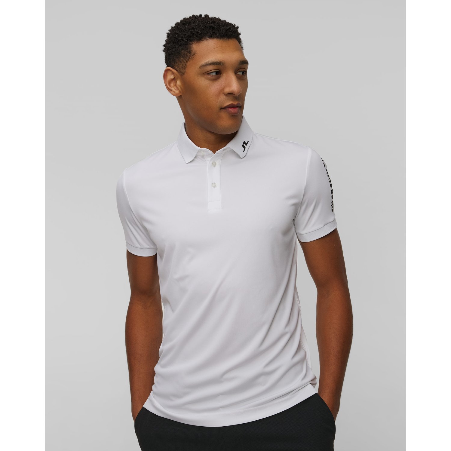 Polo Techniczne Męskie J.lindeberg Tour Tech Slim Fit Polo Białe