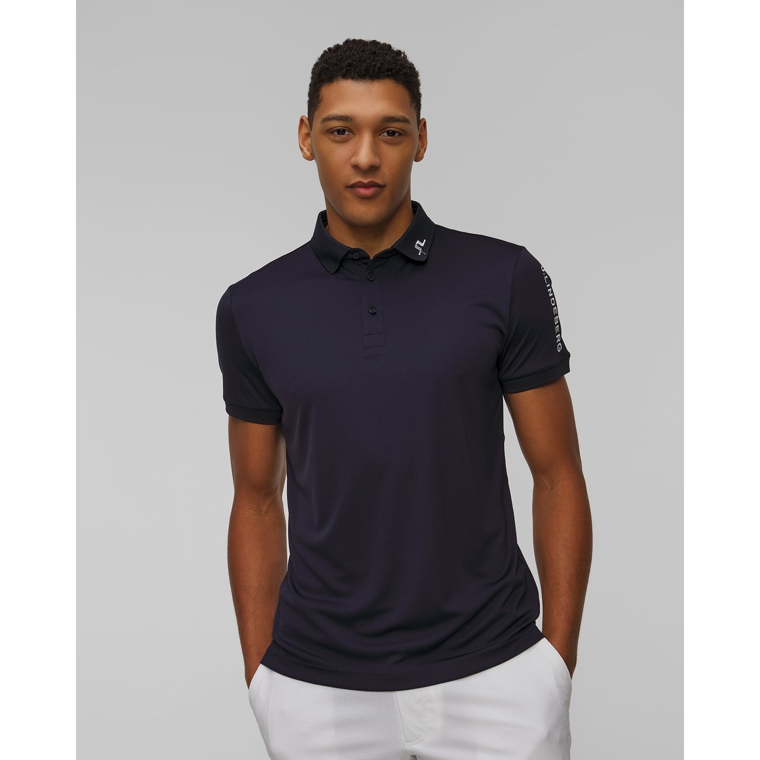 Polo Techniczne Męskie J.lindeberg Tour Tech Slim Fit Polo Granatowe