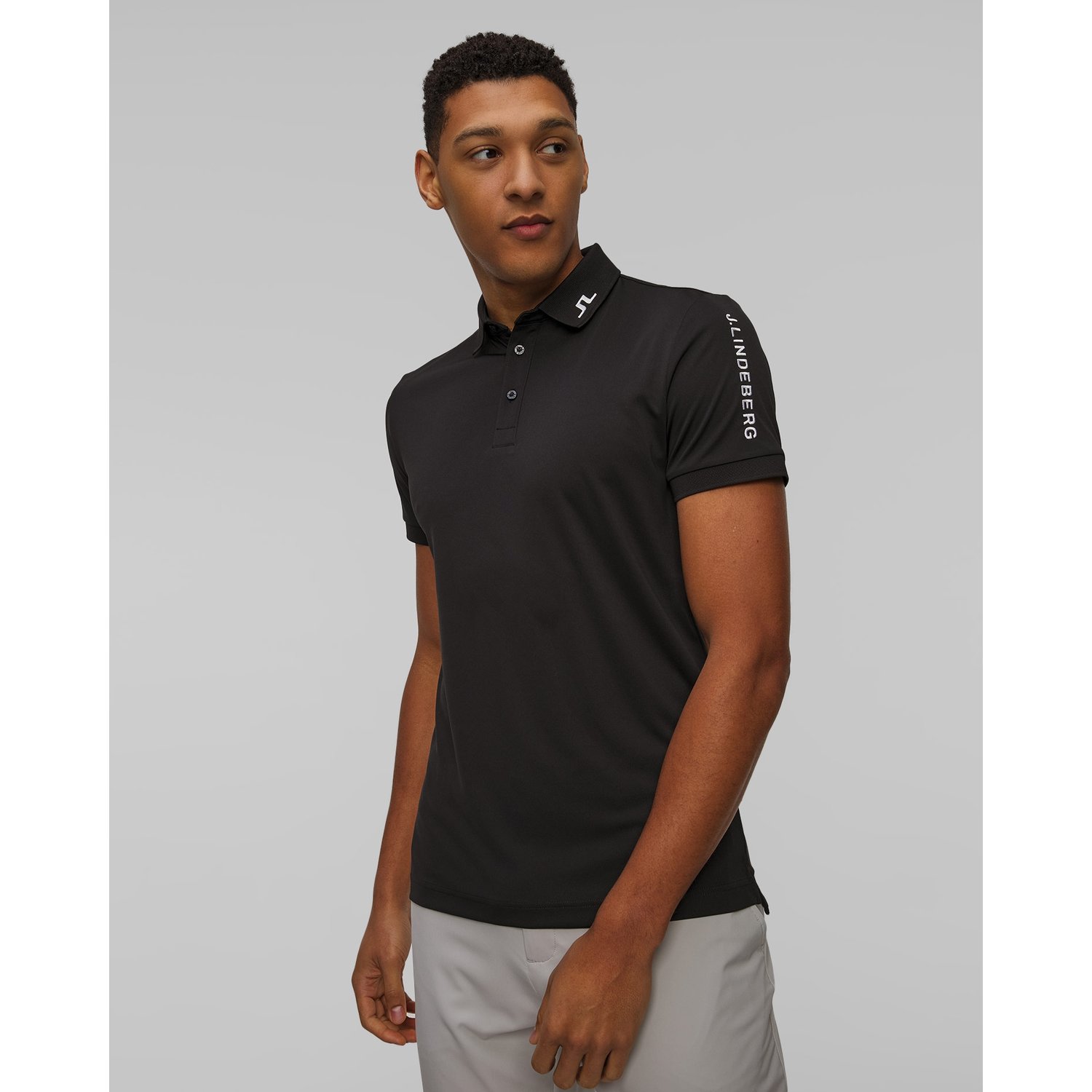 Polo Techniczne Męskie J.lindeberg Tour Tech Slim Fit Polo Czarne