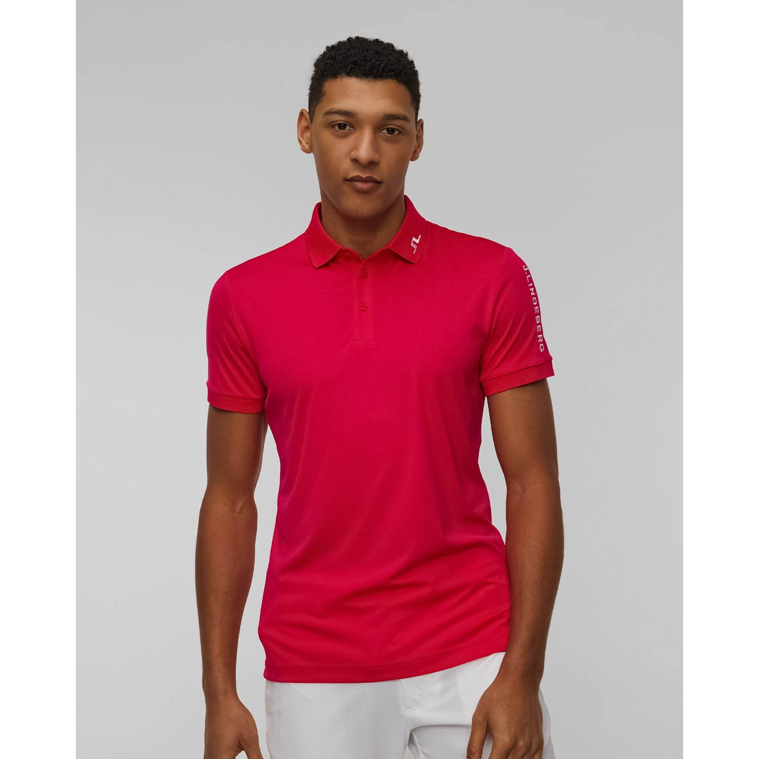 Polo Techniczne Męskie J.lindeberg Tour Tech Slim Fit Polo Czerwone