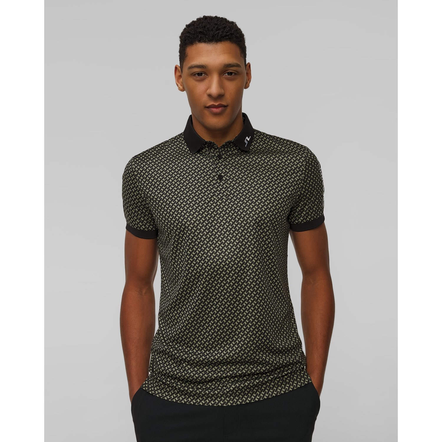 Polo Techniczne Męskie J.lindeberg Tour Tech Print Polo Zielono-czarne