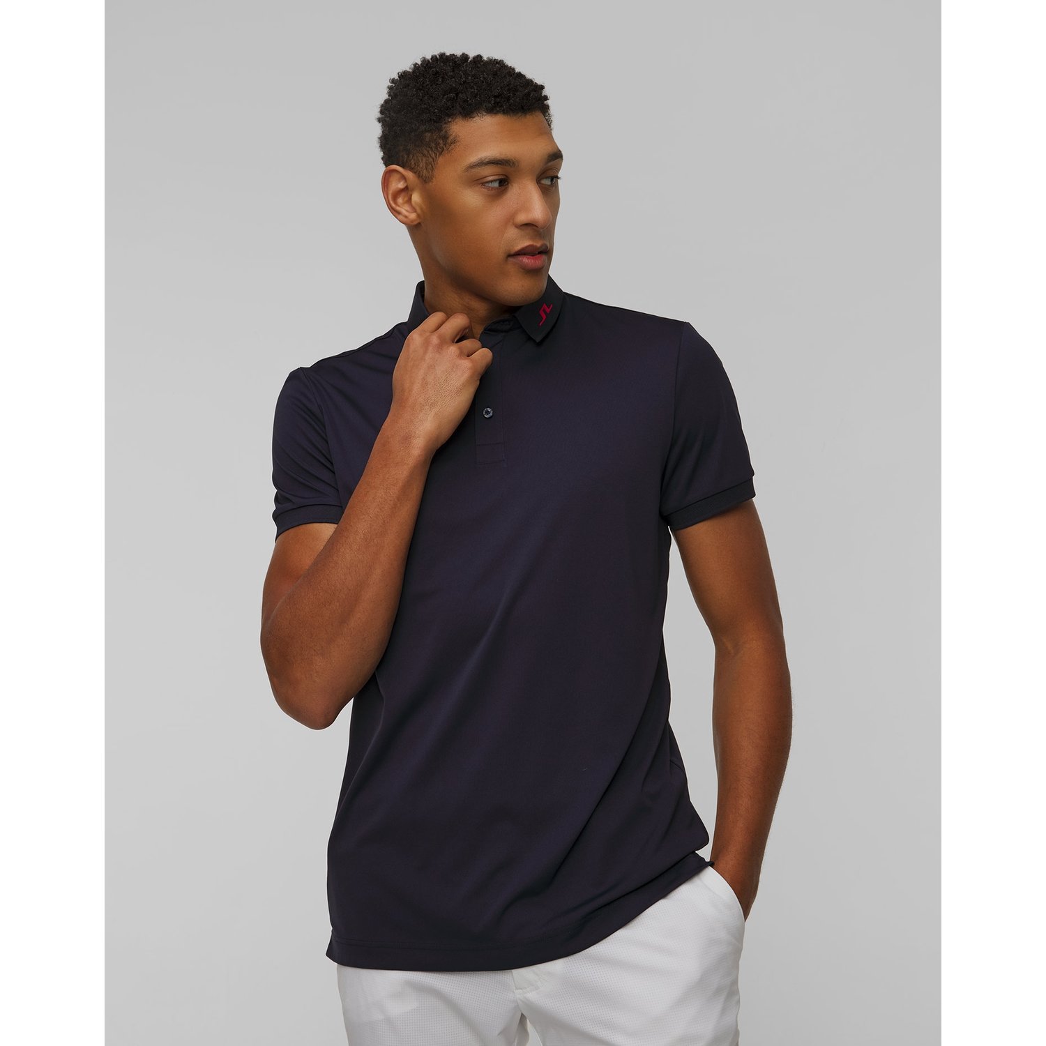 Polo Techniczne Męskie J.lindeberg Kv Print Polo Granatowe